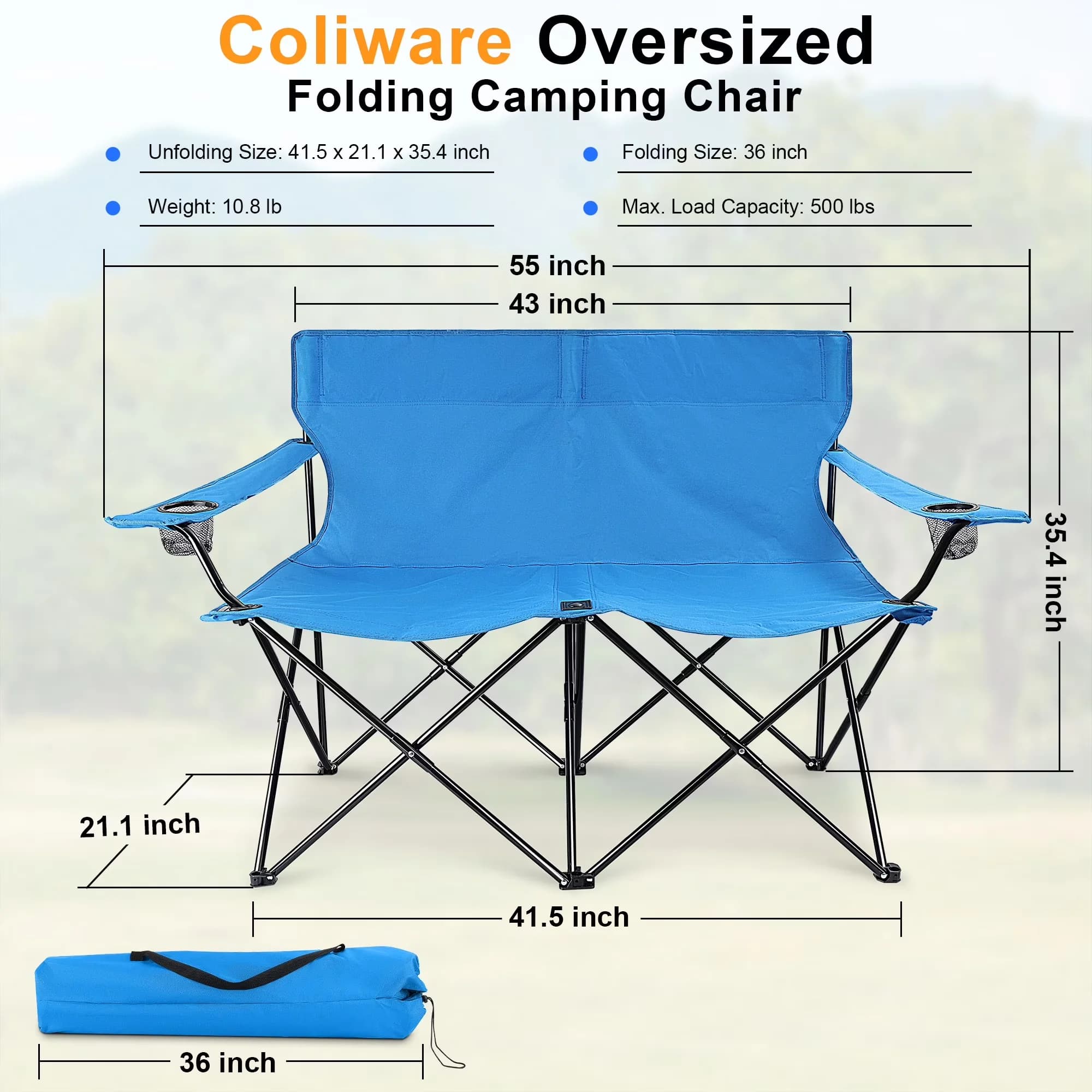 Compact Beach Chair with Foldable, Collapsible - Blue Aluminium Alloy for Large, Outdoor Model E9E591