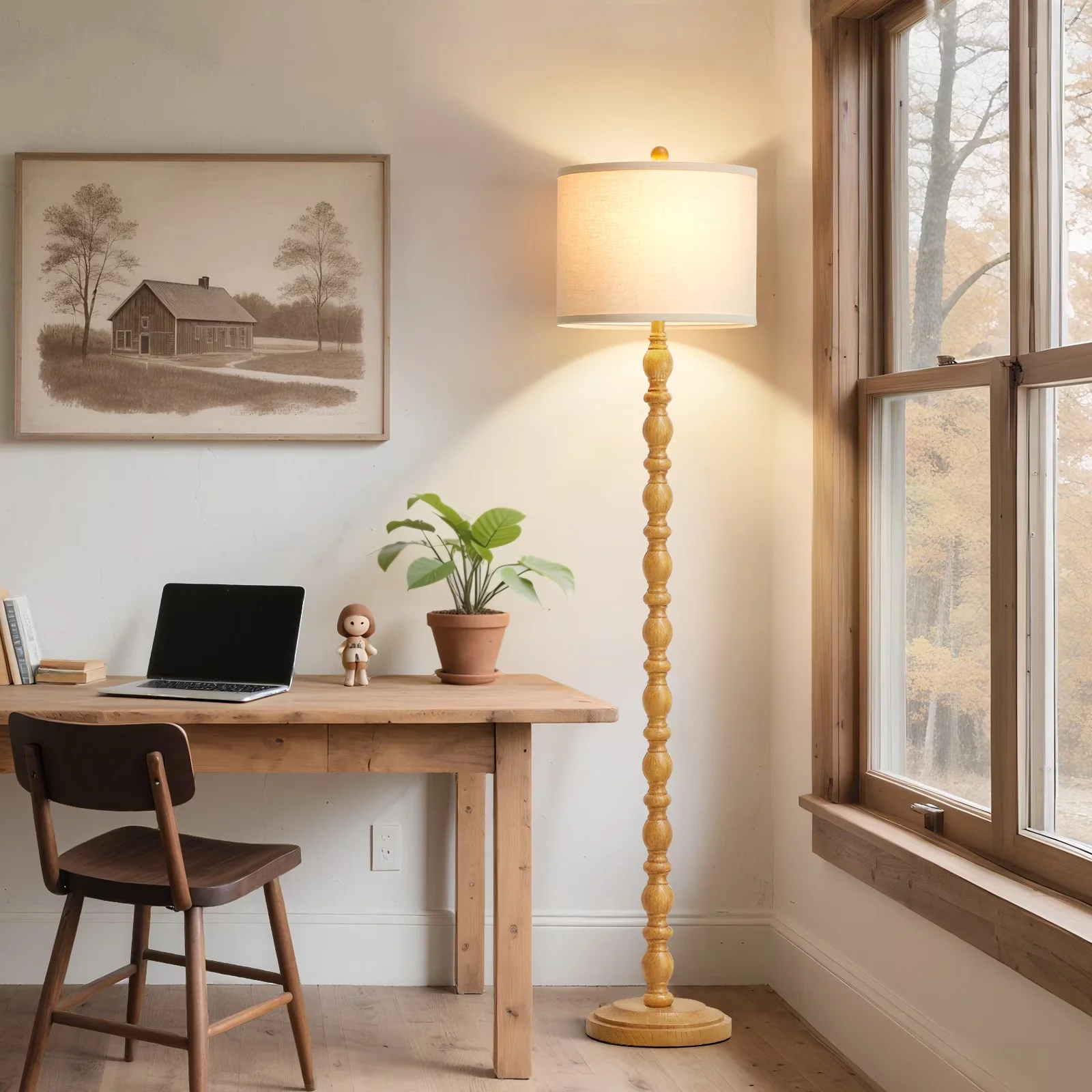 Floor Lamp Sleek with LED, Dimmable, Rustic - Resin Brown - Premium Collection Model 0551FC