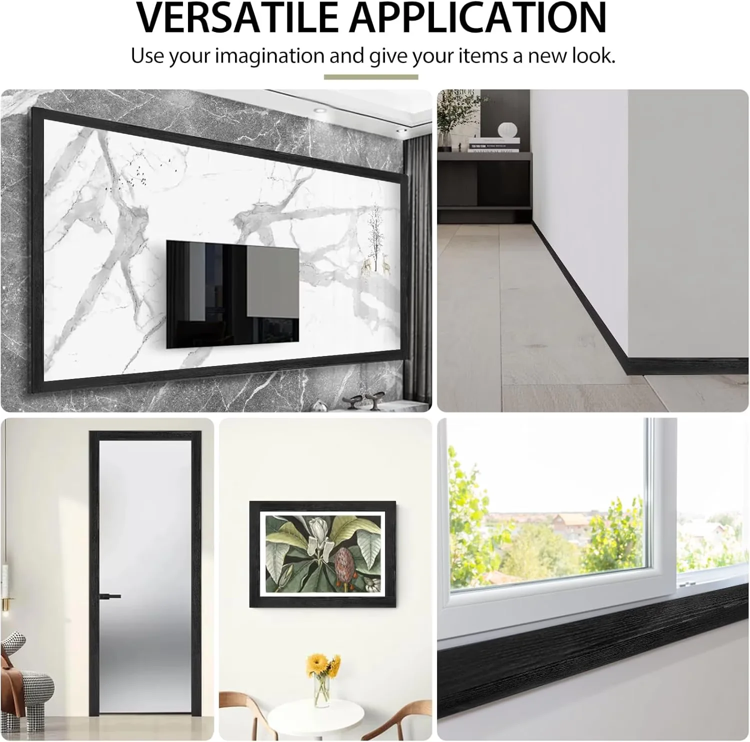 Stylish Wallpaper Wall Decals Wall Covering with Water-Resistant - Black Pvc for Bathroom Model 27D18D