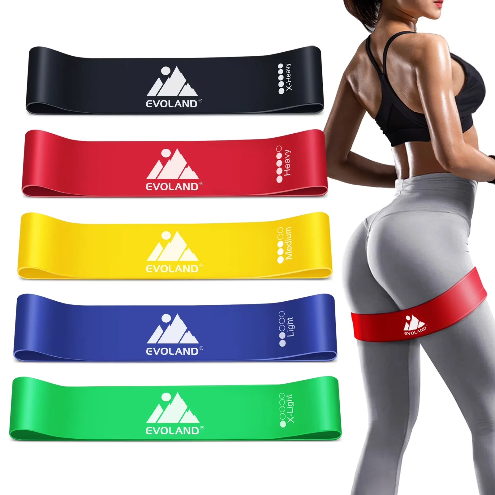 Efficient Home Gym Accessory with 5 Stretch Levels Workout Elastic Band, Resistance Bands - Natural Rubber Model F16F01