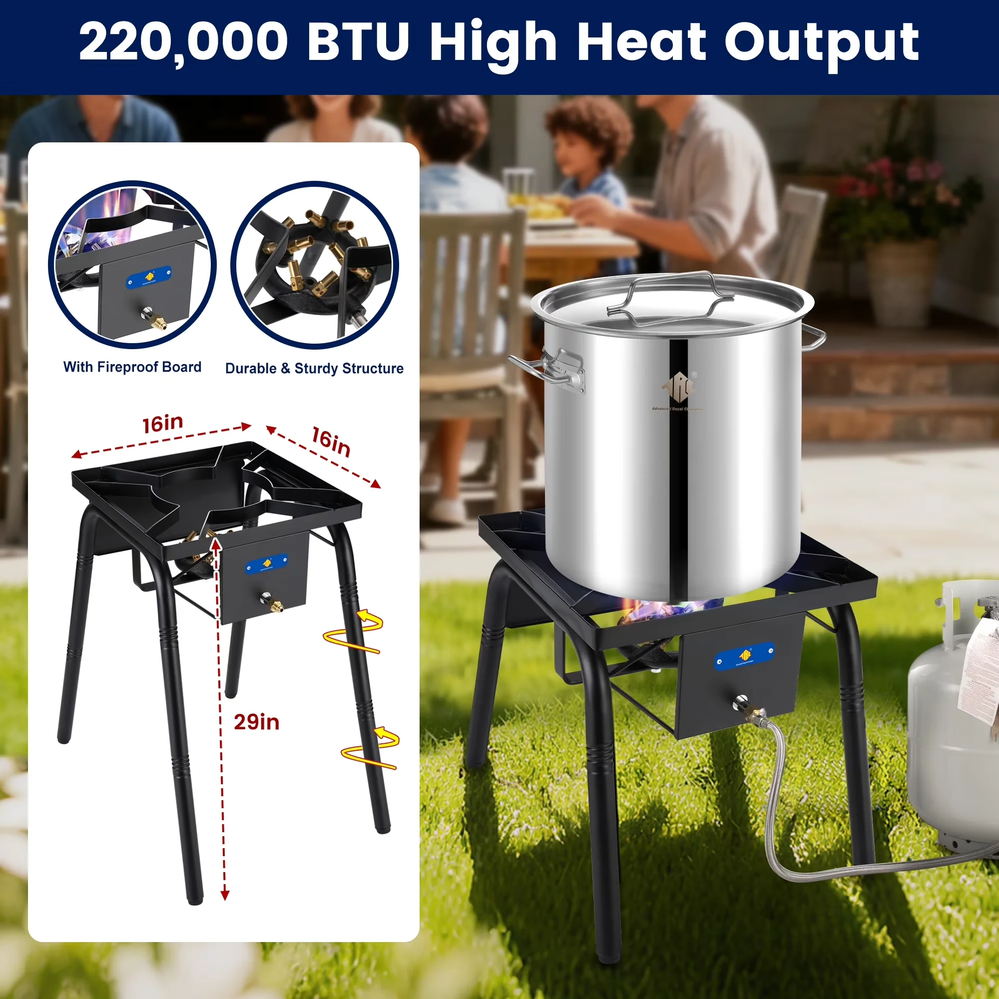 Premium Outdoor Fryer with 220000 BTU - Stainless Steel for Outdoor, Large Model 15438E