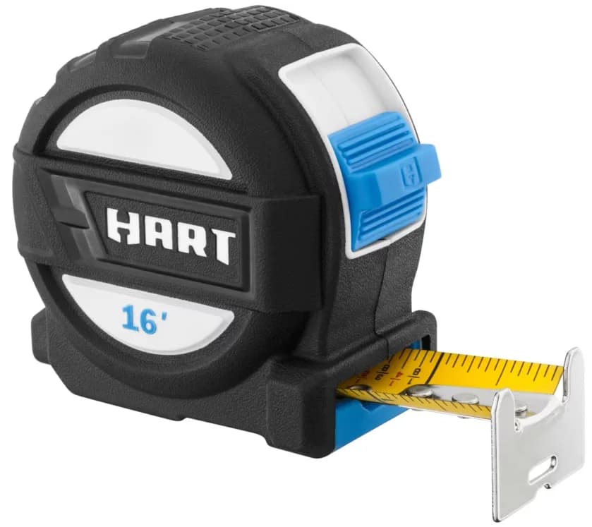 Durable Measuring Layout with Easy Operation, Durable, 16' Wide Blade Tape Measure - Blue Rubber Model 3E31DD