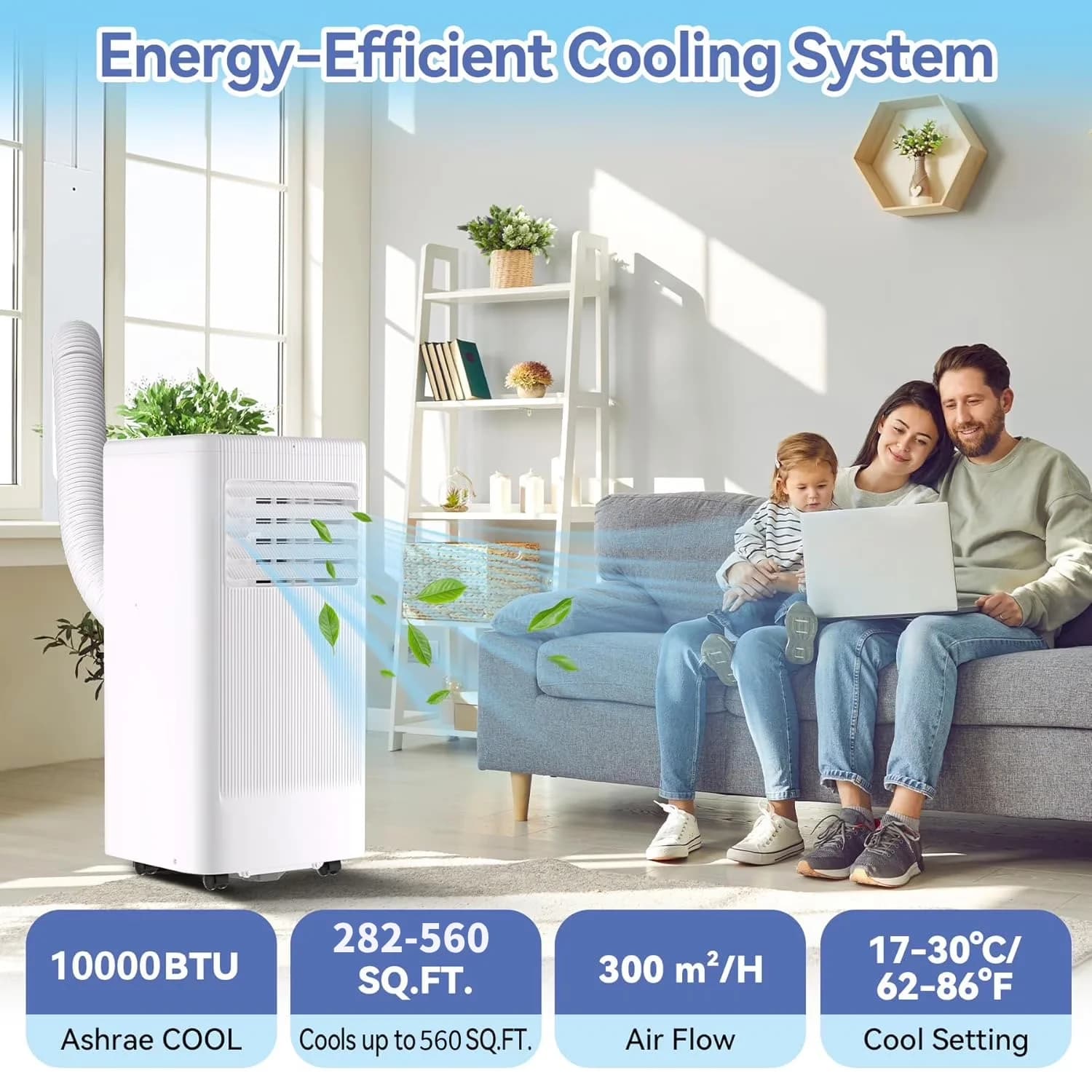 Innovative Air Conditioner with 6000 BTU, Remote Controlled, Sleep Mode - White for Rooms Model 88B137