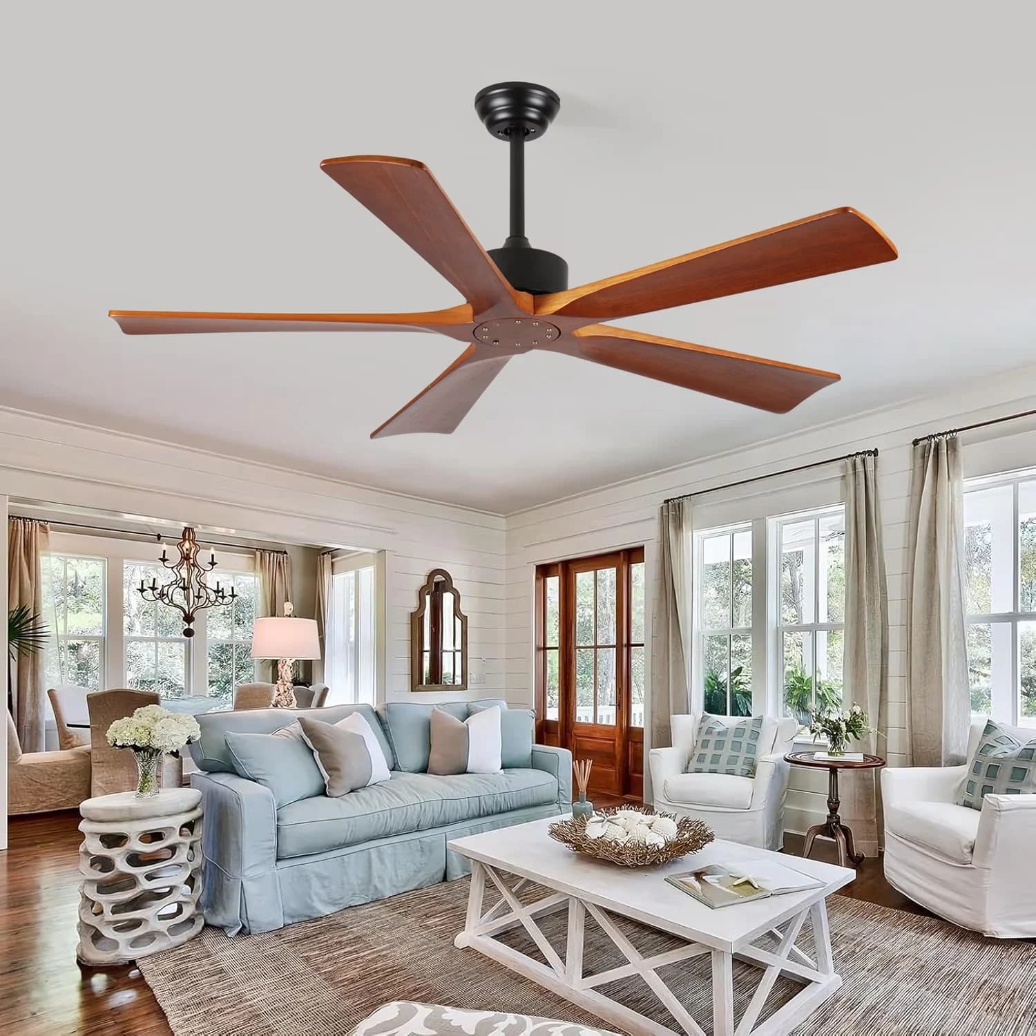 Classic Ceiling Fan with Mid-Century, Reversible Blades, 60 Inch Wood - Wood Brown Model 925355