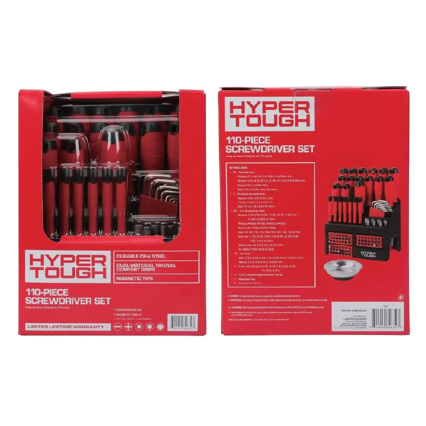 Professional Hand Tool Set with Comfort Grip, Magnetic, 110-Piece Screwdriver - Cr-V Steel Red Model 118ADA