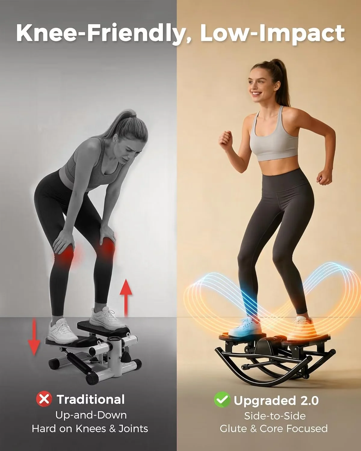 Home Gym Quality with Upgraded Rock Stepper 2.0 - Black - Modern Design Model 6F5D7B