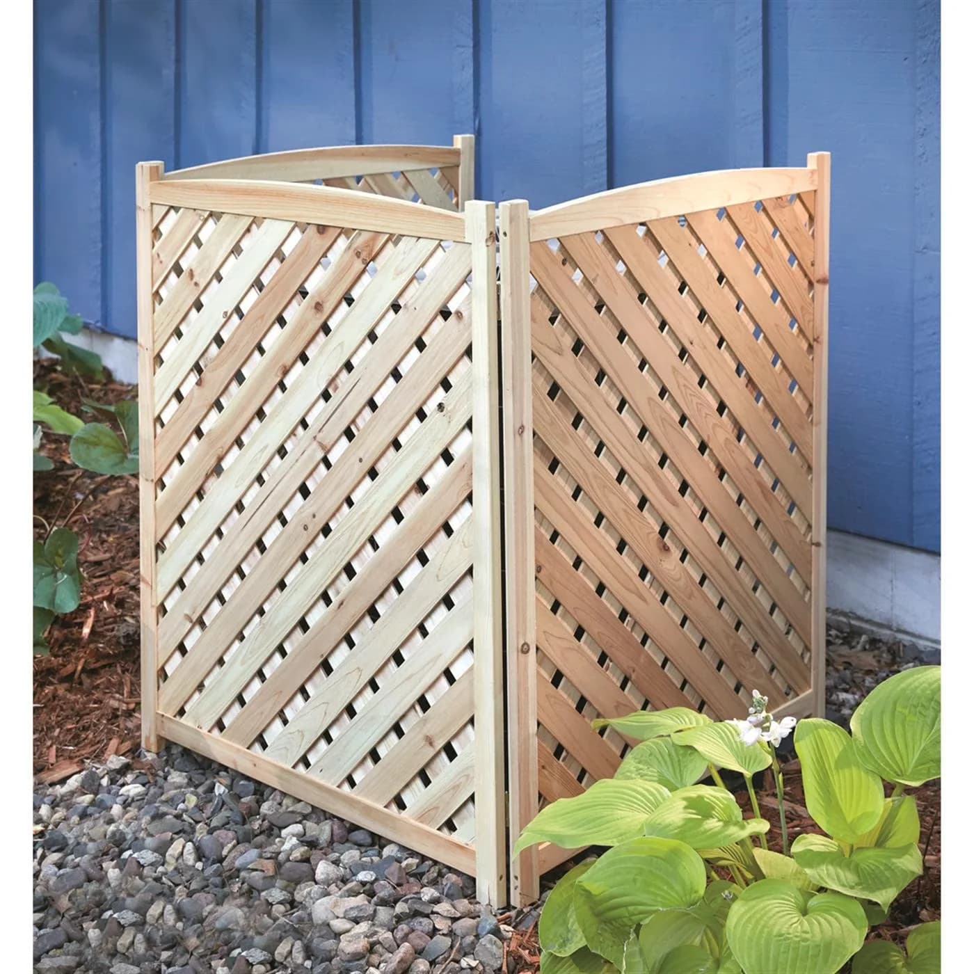Quality Air Conditioner with Hinged sides, Solid fir wood construction, 3-Panel Outdoor Privacy Screen - Silver Solid Fir Wood Model 0A3DE4
