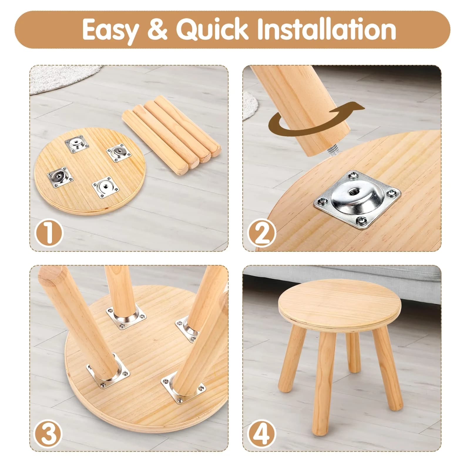 Quality Ladders And Step Stool with Non-Marring Feet, Anti-Slip - Wood Brown Model A4BE97