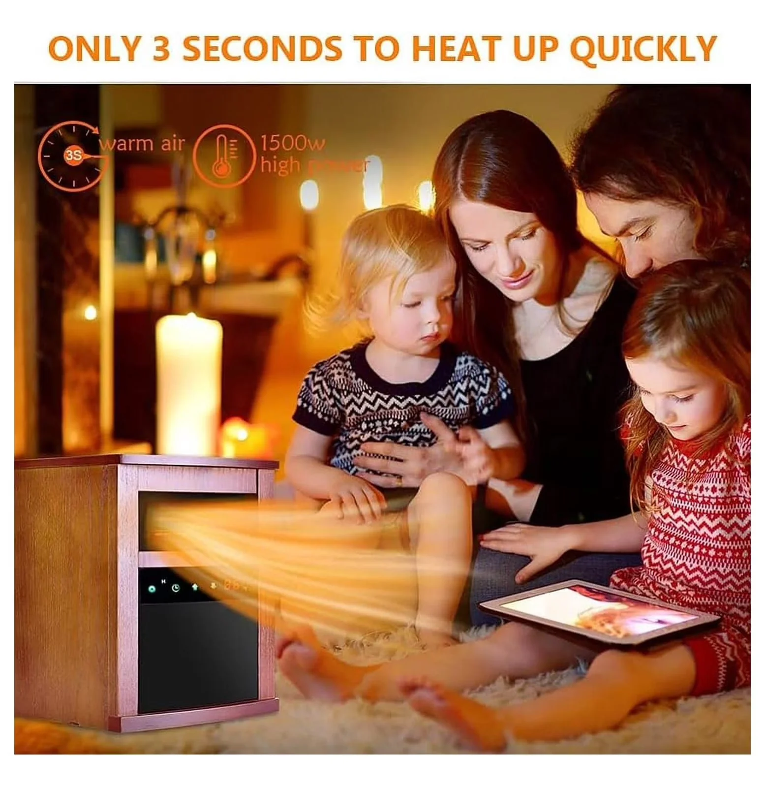 Compact Portable And Electric Space Heater with 1500W, Child Lock - 0 for Living Room, Indoor Model EE8F2A