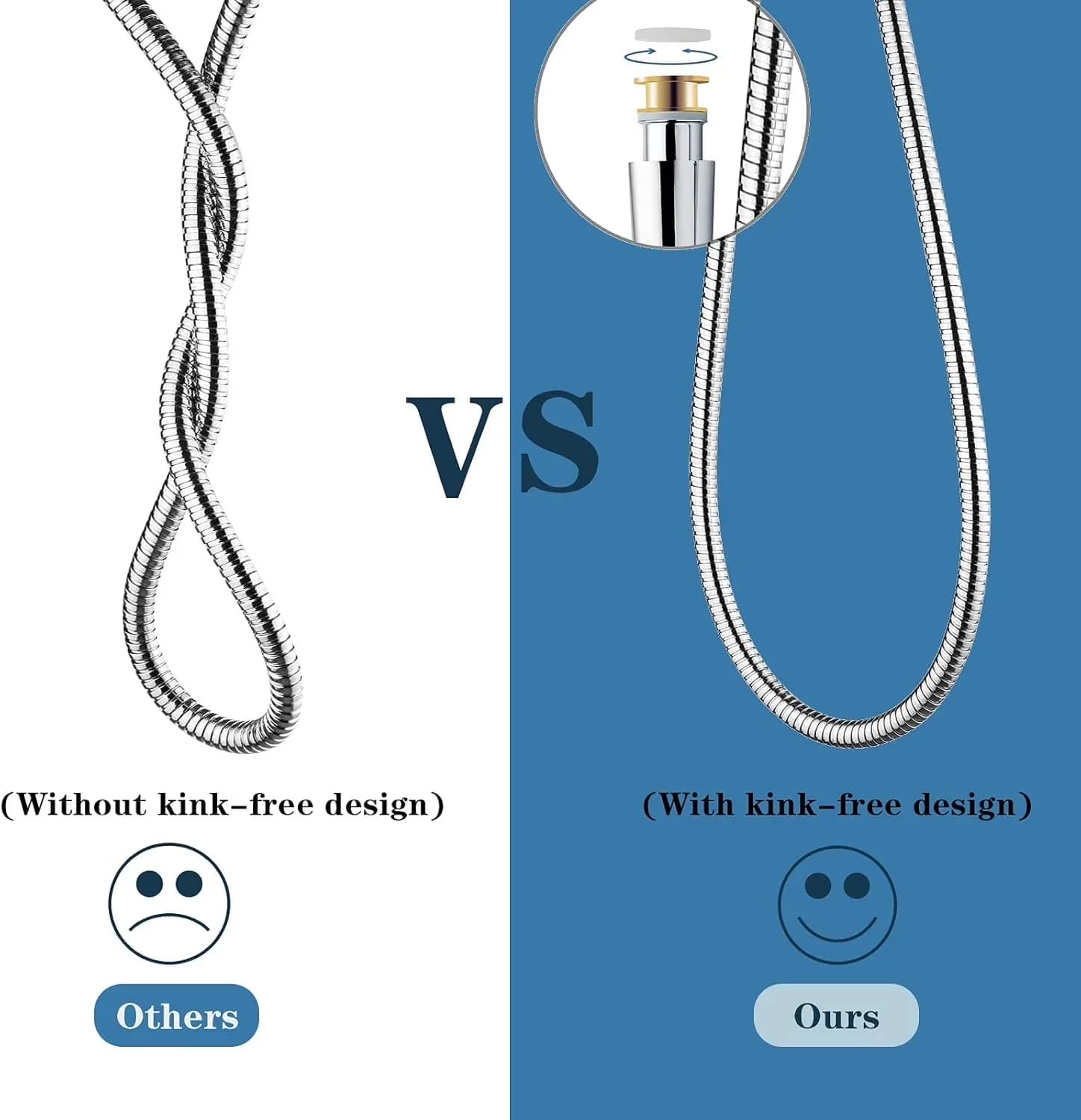 Modern Shower Head with Flexible, Kink Free Hose - Stainless Steel|Brass Model DA22EF