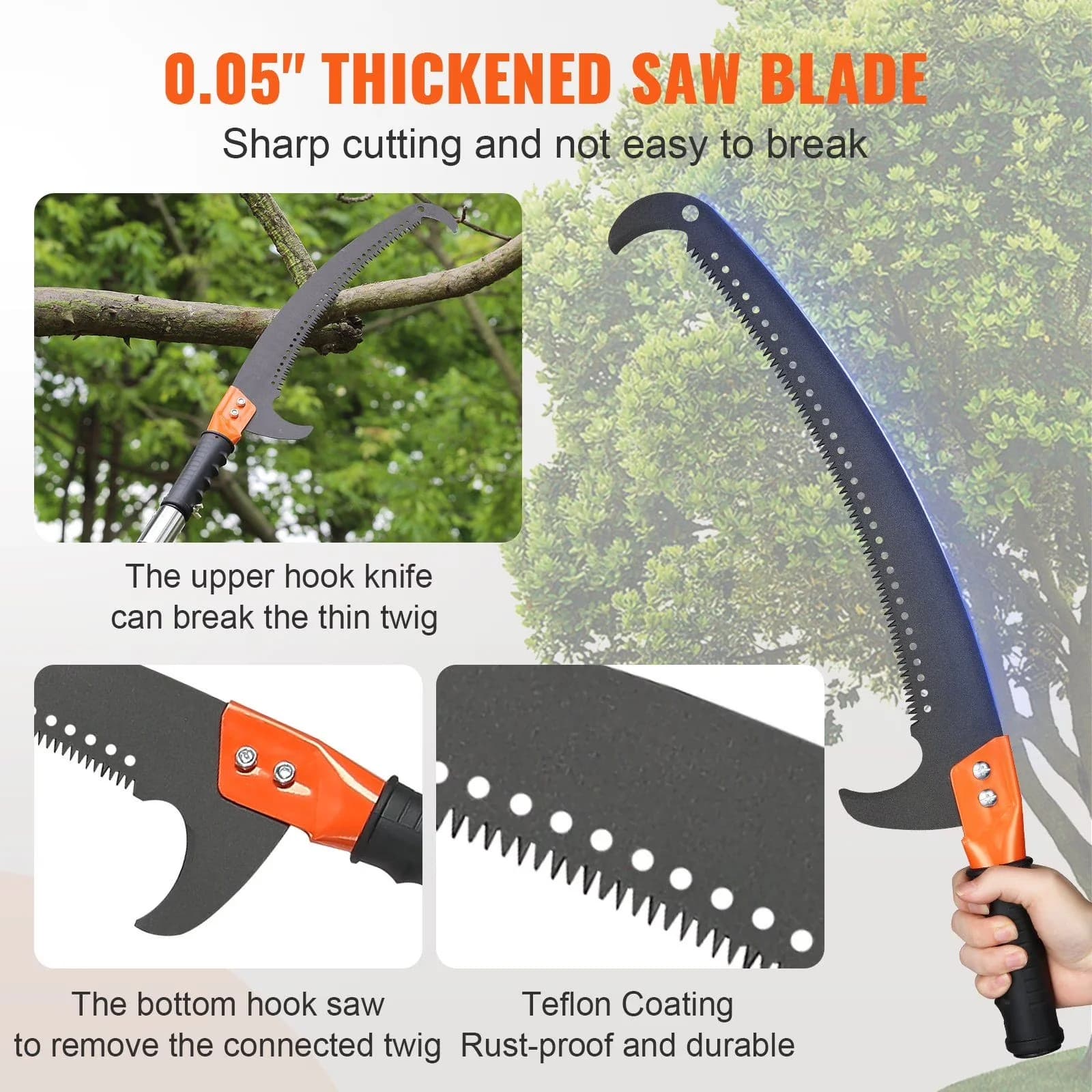 Pole Saw Professional with Telescoping, Manual Tree Trimmer, Fiberglass 7.3-27FT for Garden - Model 095B0F