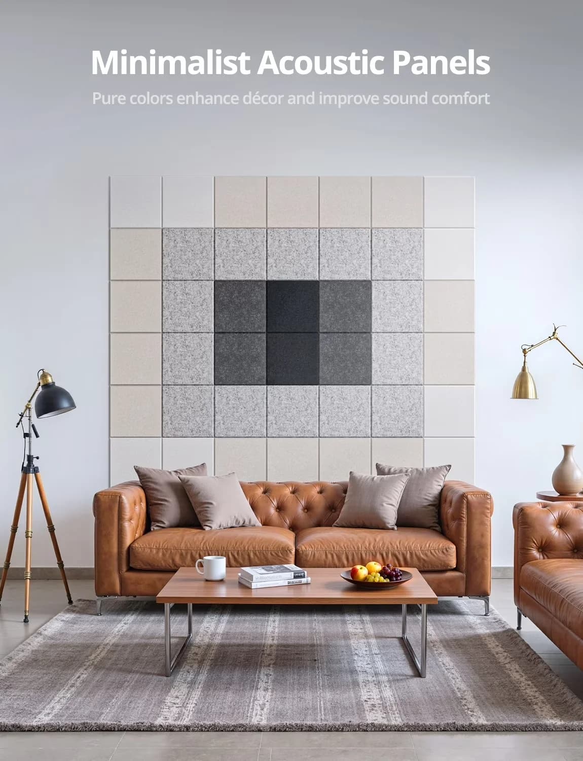 Stylish Wallpaper Wall Decals Wall Covering with Sound Dampening - White 100% Polyester Fiber for Studio, Bedroom Model 5AFC84
