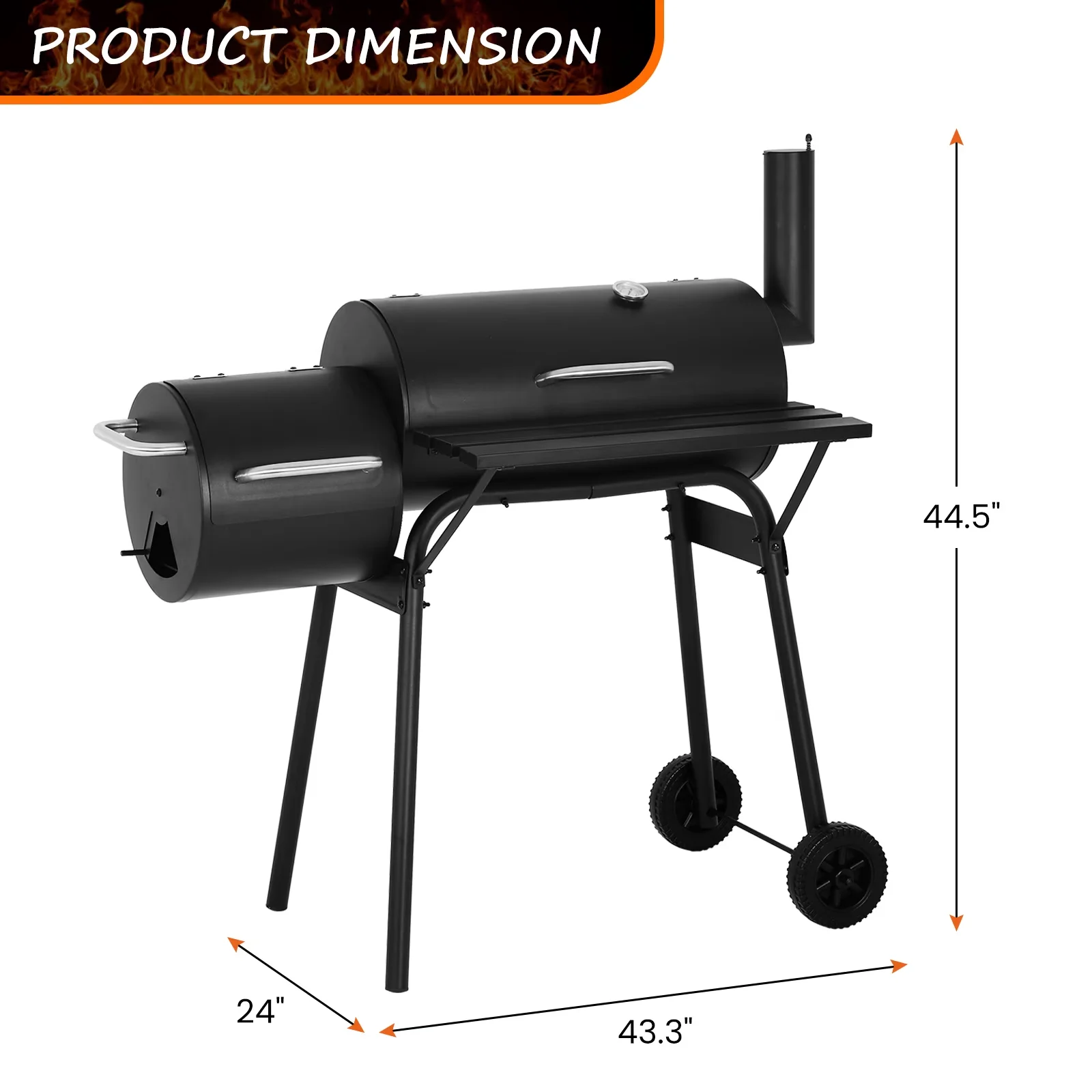 Innovative Smoker with Portable, Offset - Metal Black for Camping, Patio Model CE8115