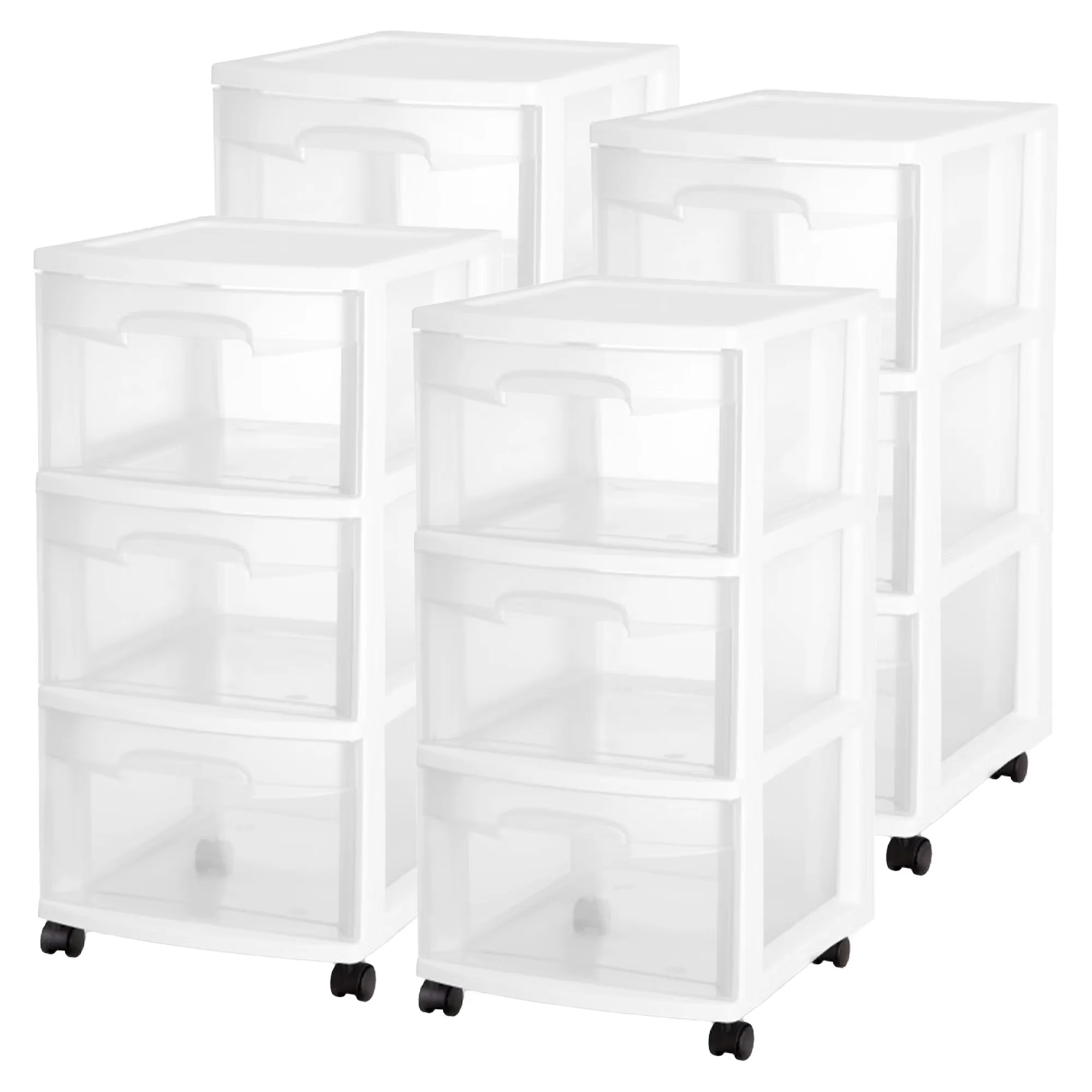 Garage Storage Supply Reliable with Modern, Wheeled, 3 Drawer Plastic Cart - White Plastic Model 54131D