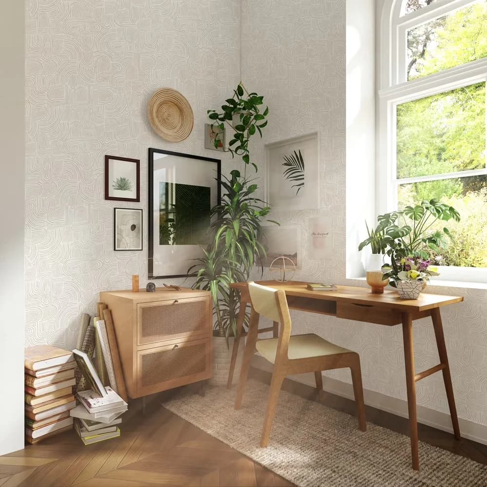 Professional Wallpaper with Washable, Removable, Easy To Clean - Vinyl Beige Model 02B129