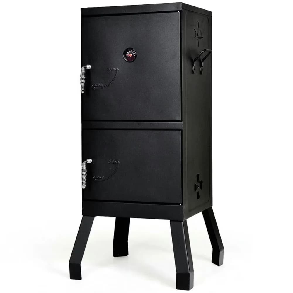Versatile Charcoal Grill with Thermometer, Temperature Gauge - Black Iron for Outdoor Model 66C5D5