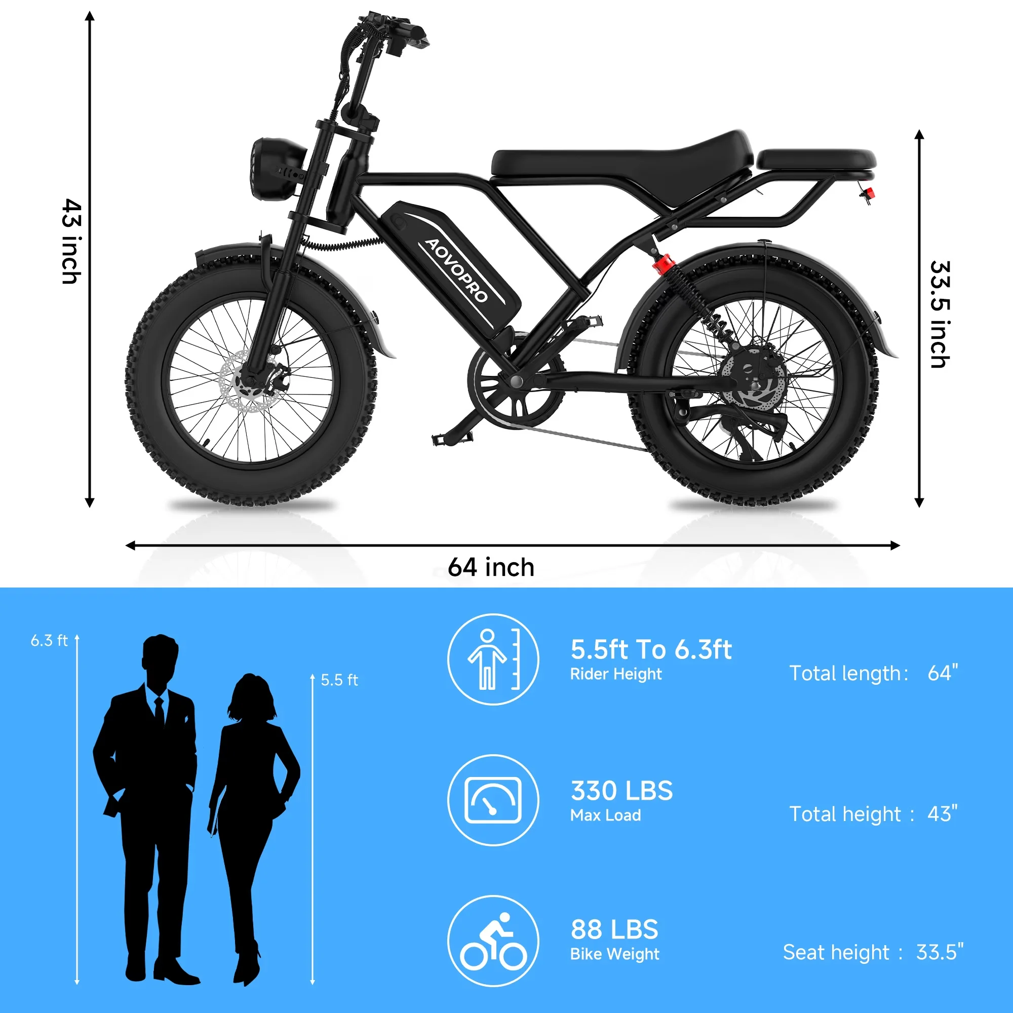 Electric Bike Durable with 750W, 48V, AP20 - Black - Quality Construction Model 2C6BA5