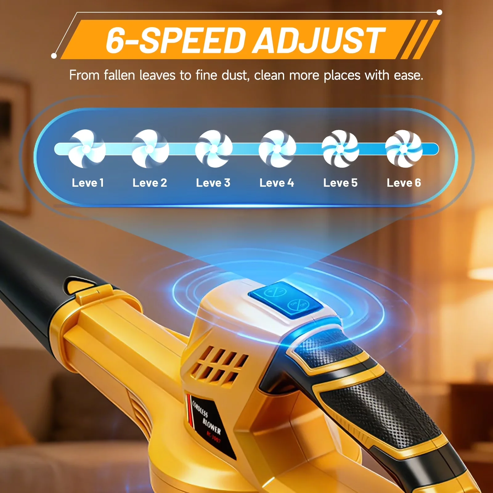 Leaf Blower Innovative with Battery, 6-Speed Powerful Electric for Patio - Model 21D2BD