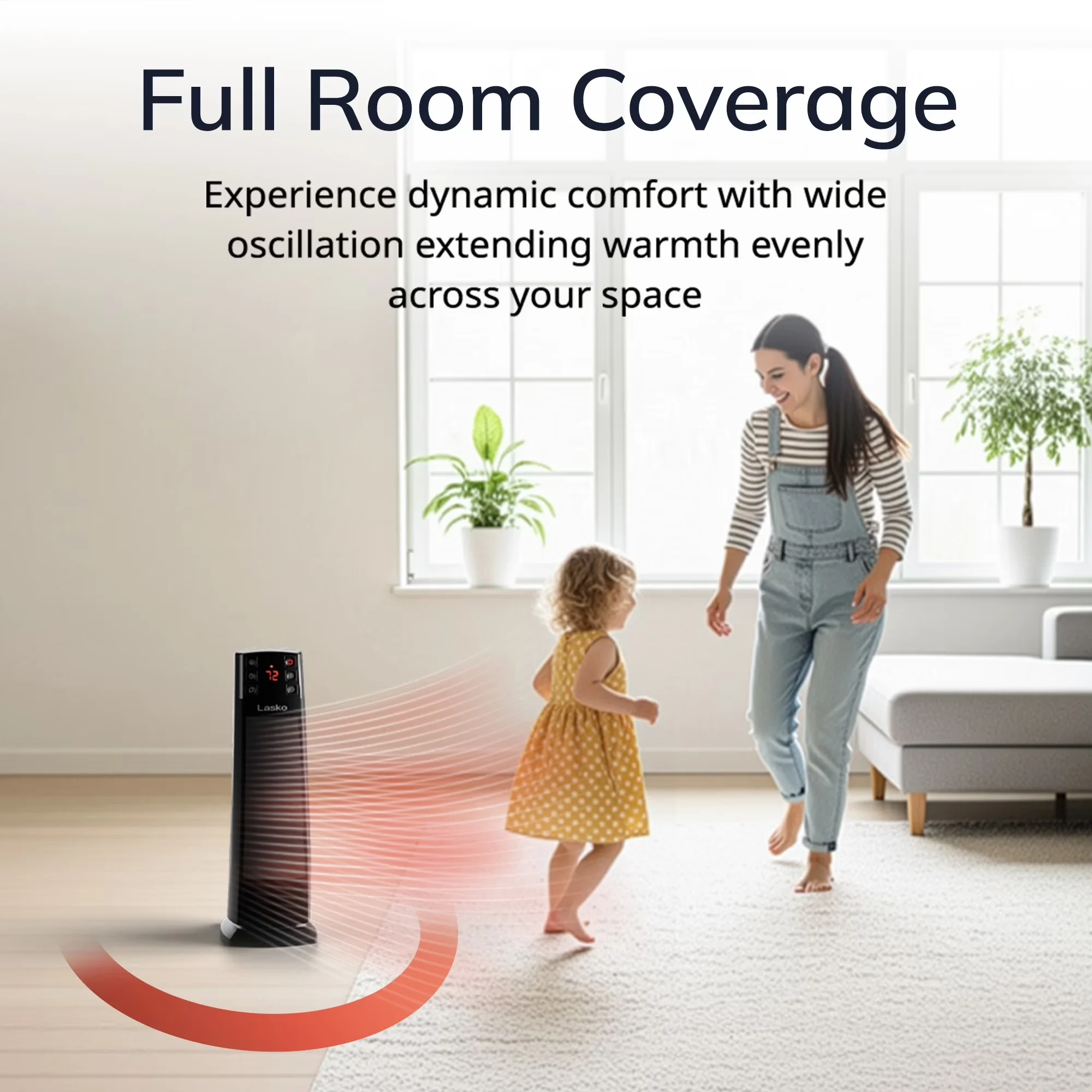 Portable And Electric Space Heater Sleek with Oscillating, Automatic Shutoff, Remote - Black Model BC6600