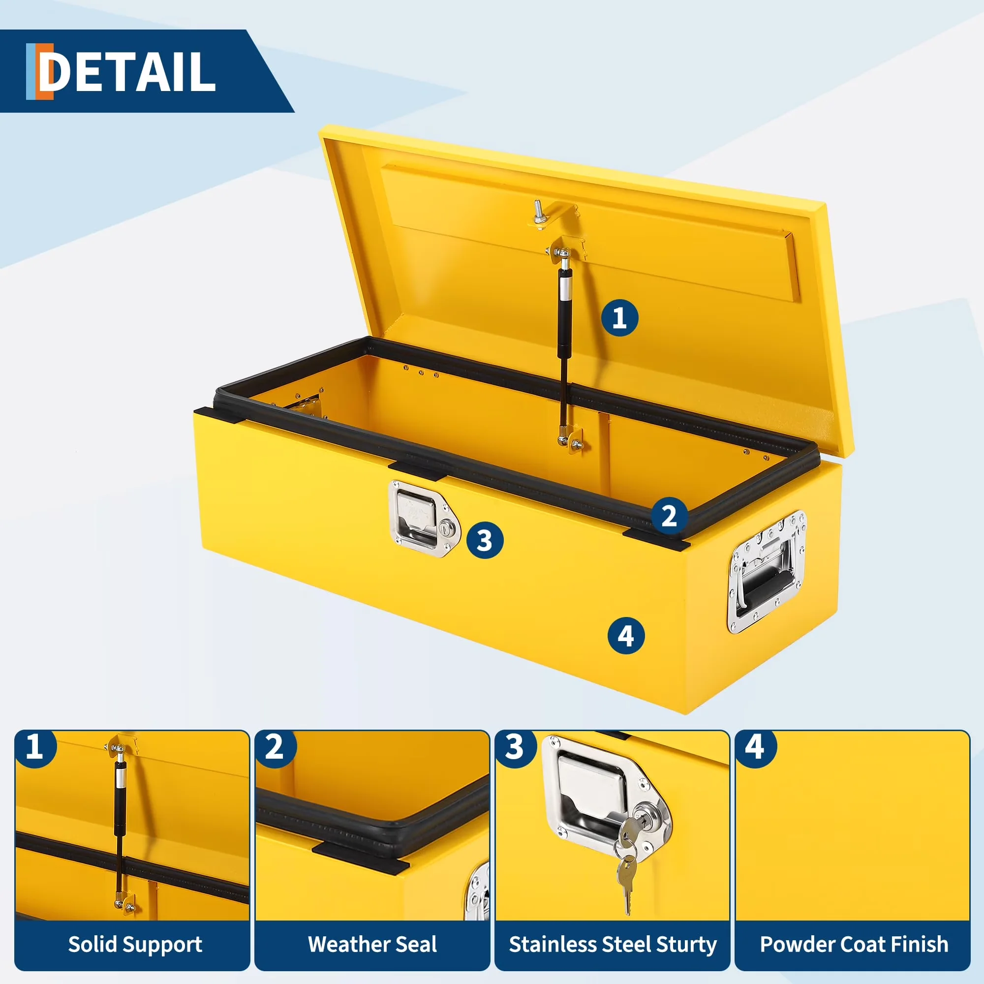 Classic Toolstorage with Lock & Keys, Side Handles, Secure Storage Chest - Aluminum Yellow Model E9AFC8