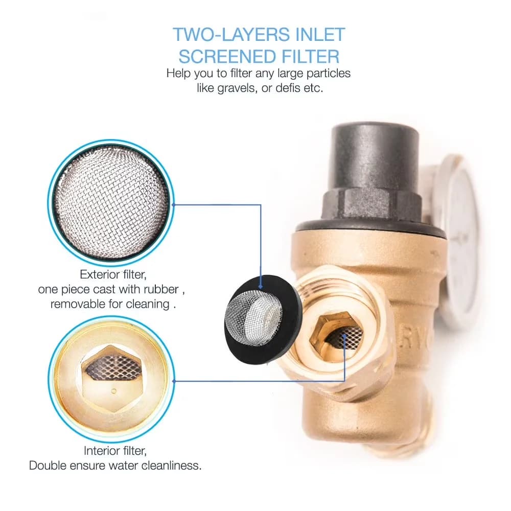 Quality Air Tools Compressor with Adjustable, M11-45PSI Water Pressure Regulator - Brass 4.2" x 1" x 3.6" for Rv Model 316C73