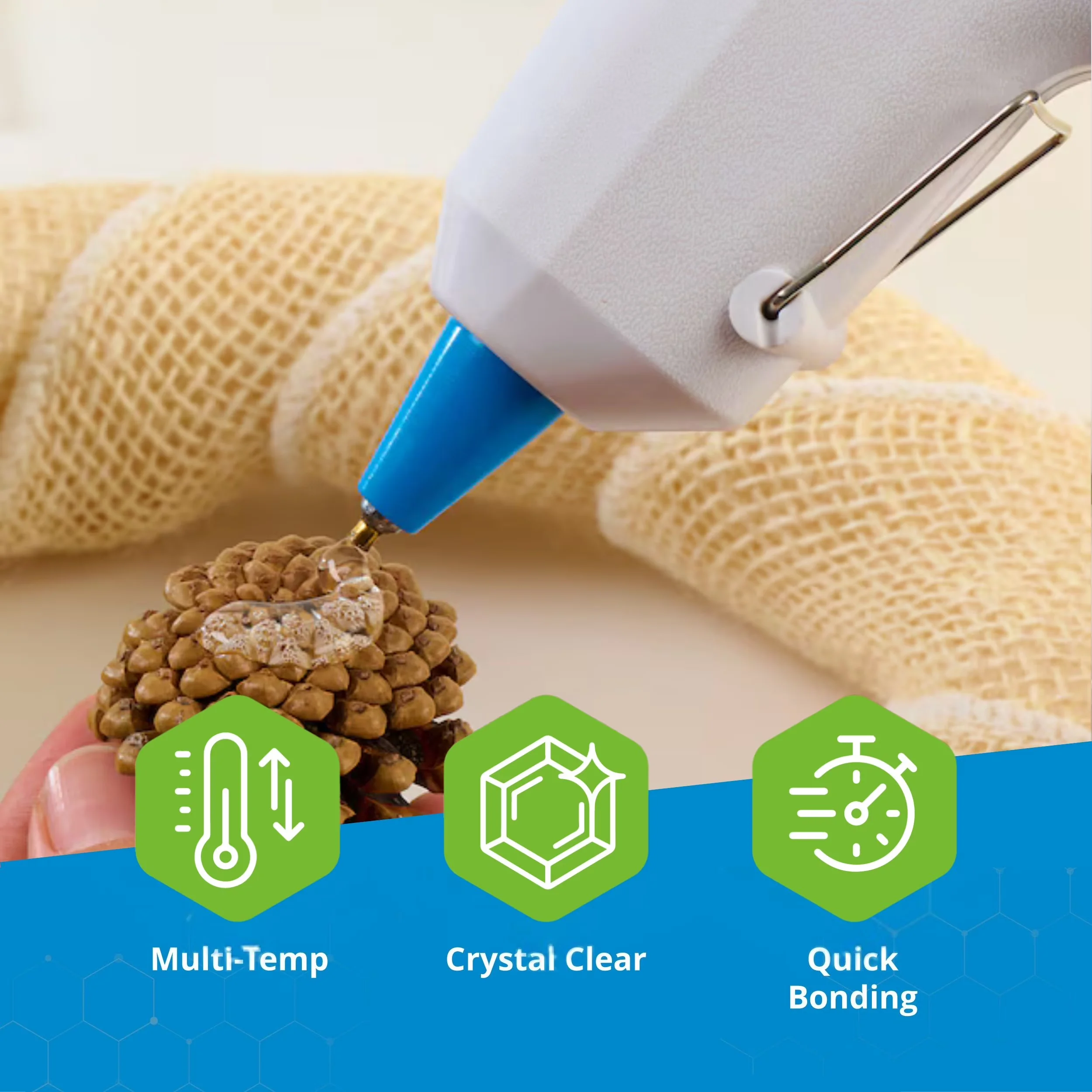 Innovative Drills Driver with 10 Sticks, Full Size 4" x .44", Crystal Clear Hot Glue Sticks - Clear Model 81183C