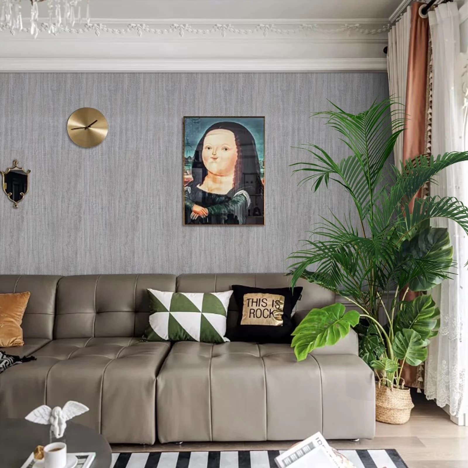 Modern Wallpaper Wall Decals Wall Covering with Easy To Clean, Removable, Durable - Pvc Gray for Living Room, Bedroom Model 909B3E