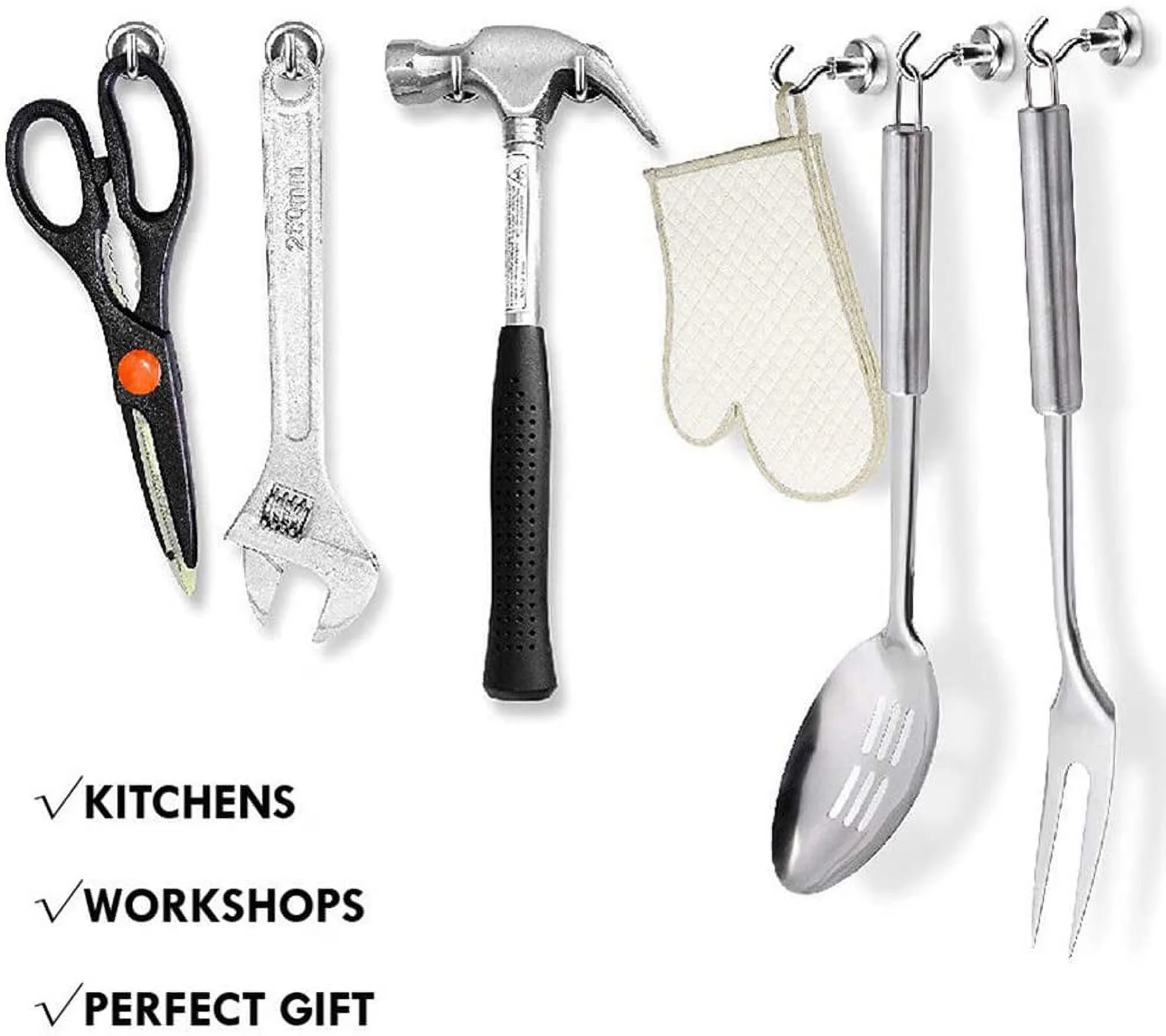 Professional Bathroom Renovation with Rust Resistant, Magnetic Hooks, Hook - White Nd-Fe-B Materials Model 4AA67A