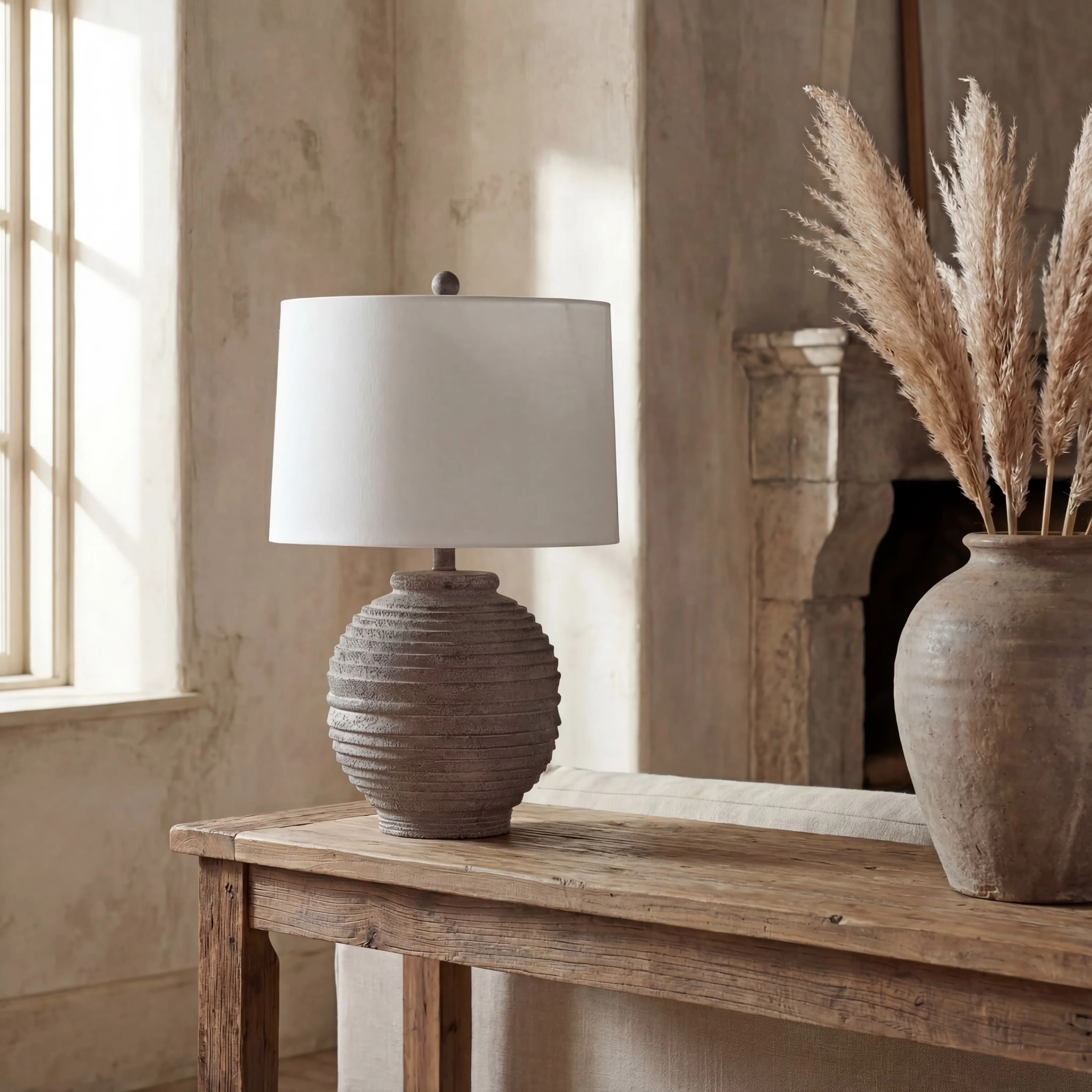 Essential Table Lamp with LED, Modern, Energy Efficient - Brown Resin 24 in Model FAA38A