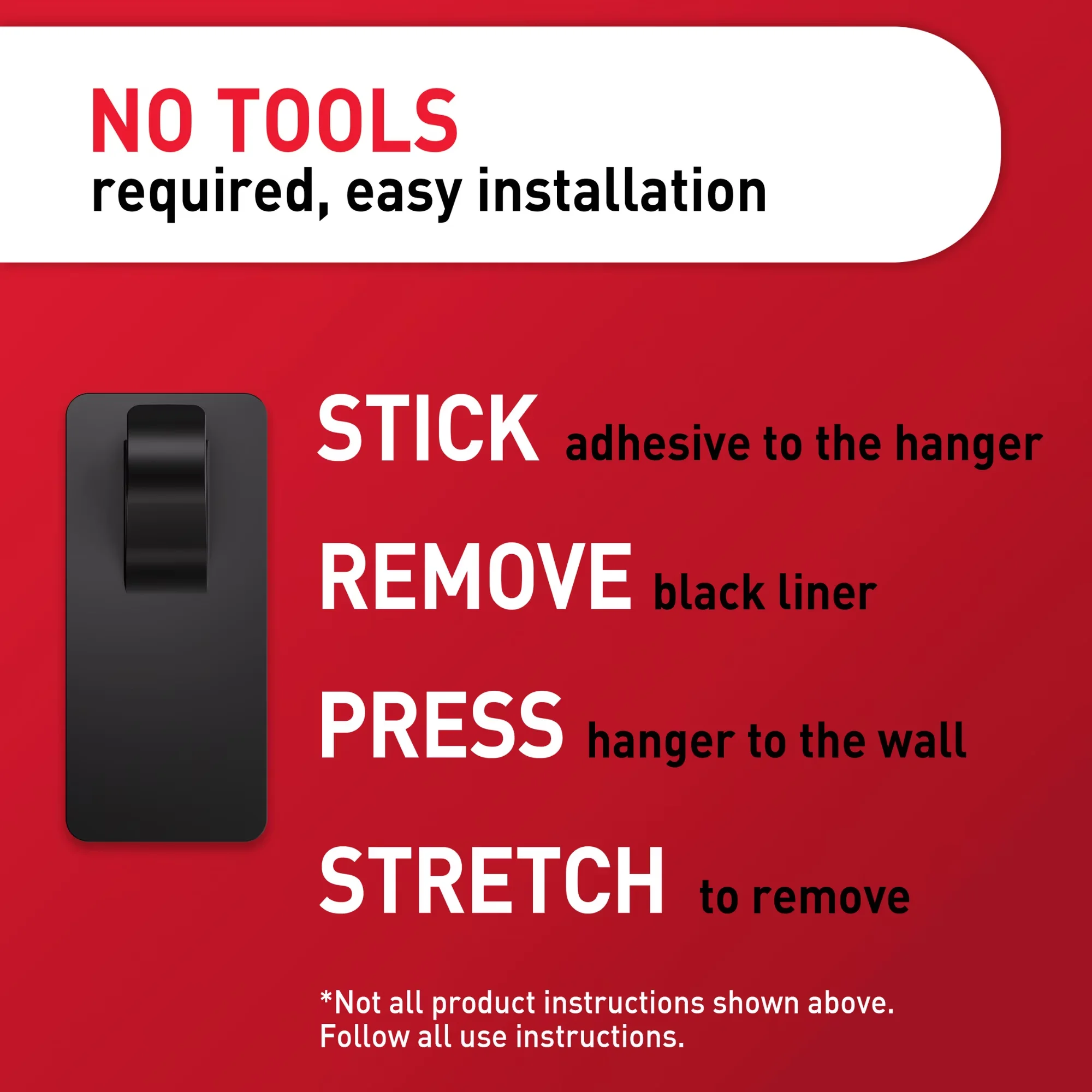 Versatile Damage-Free Hanging with Easy Installation, Holds up to 10 lbs. - Matte Black Model DD3729