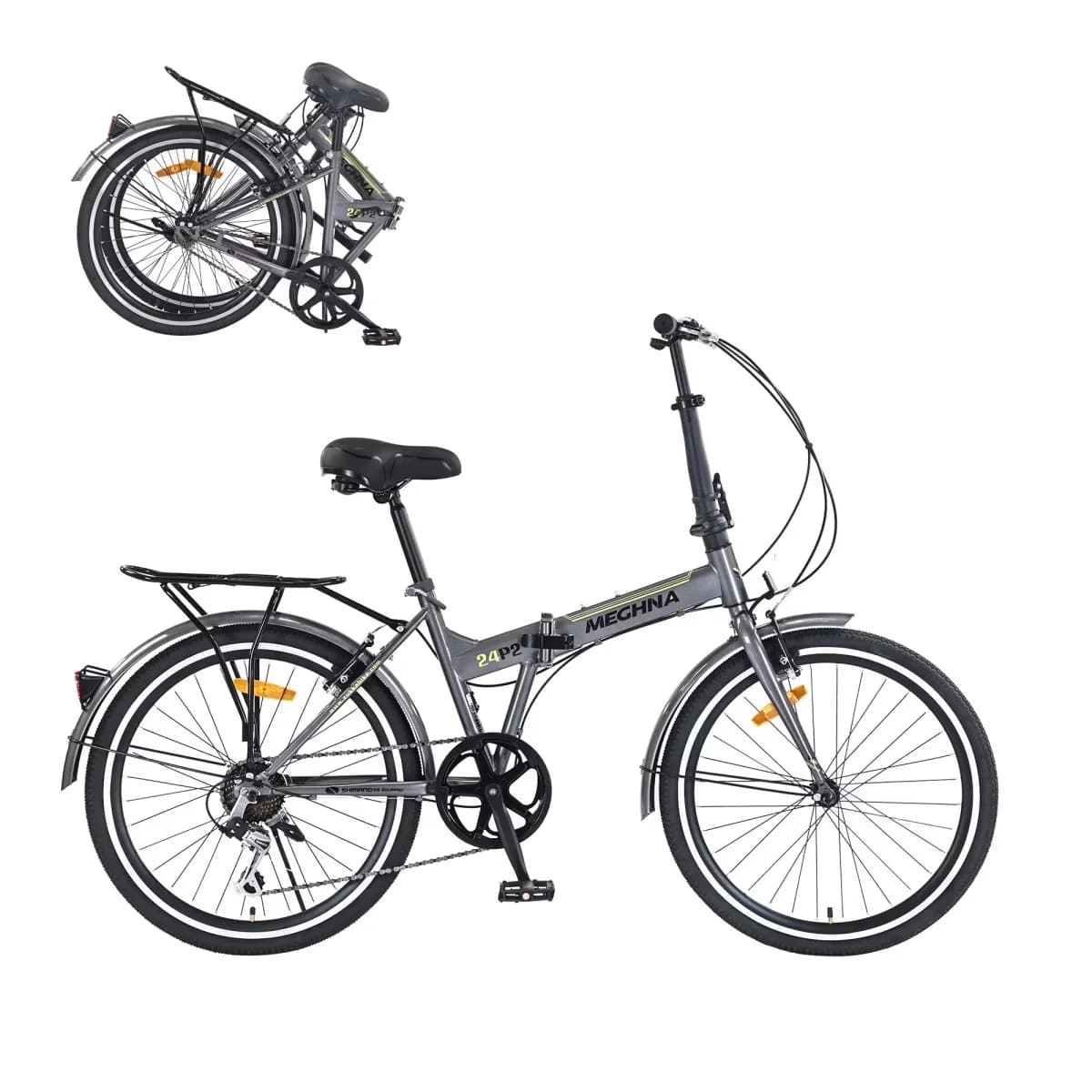 Stylish Road Bike with Foldable, 24 Inch Folding - Silver - Heavy Duty Model 088E65