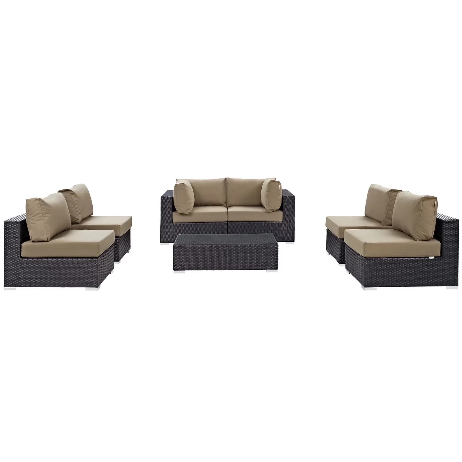 Reliable Outdoor Sofas Sectional - Glass, Polyester And Synthetic Rattan Brown Model 45FEBB