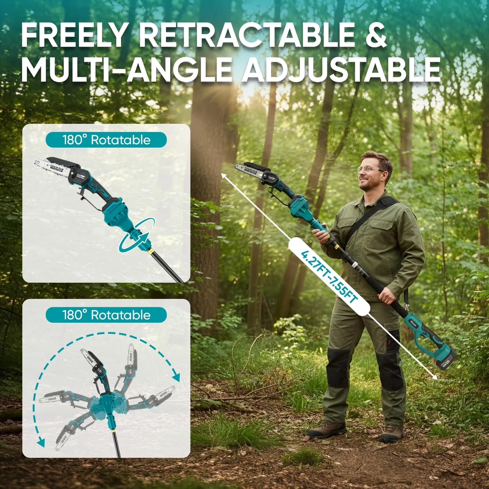 Pole Saw Stylish with Battery, 22V, Anti-Vibration - Blue - Commercial Quality Model 8FA929