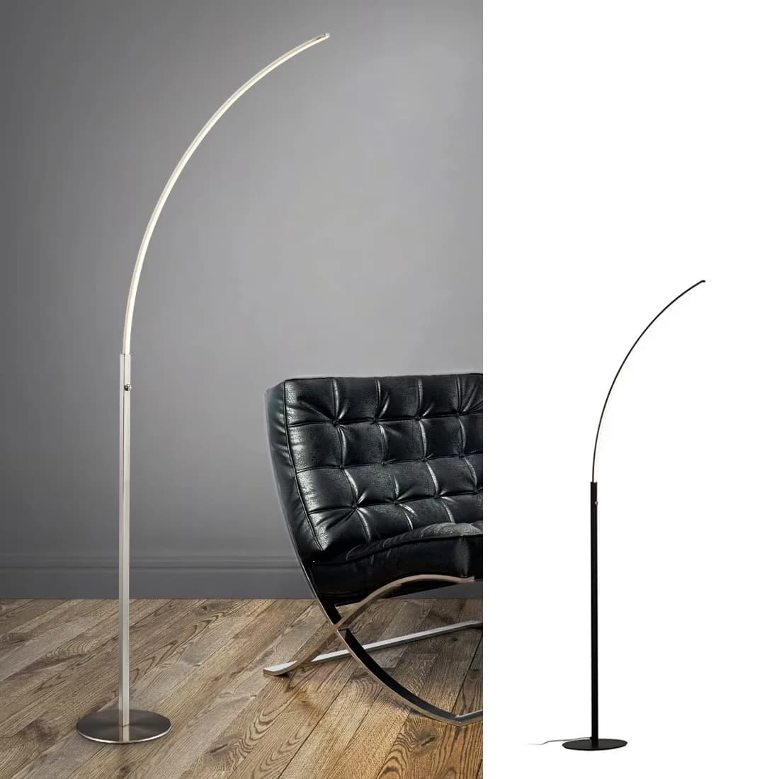 Quality Floor Lamp with LED, Modern, Dimmable - Silver Metal Horizon for Everyday Use Model DCDCE7