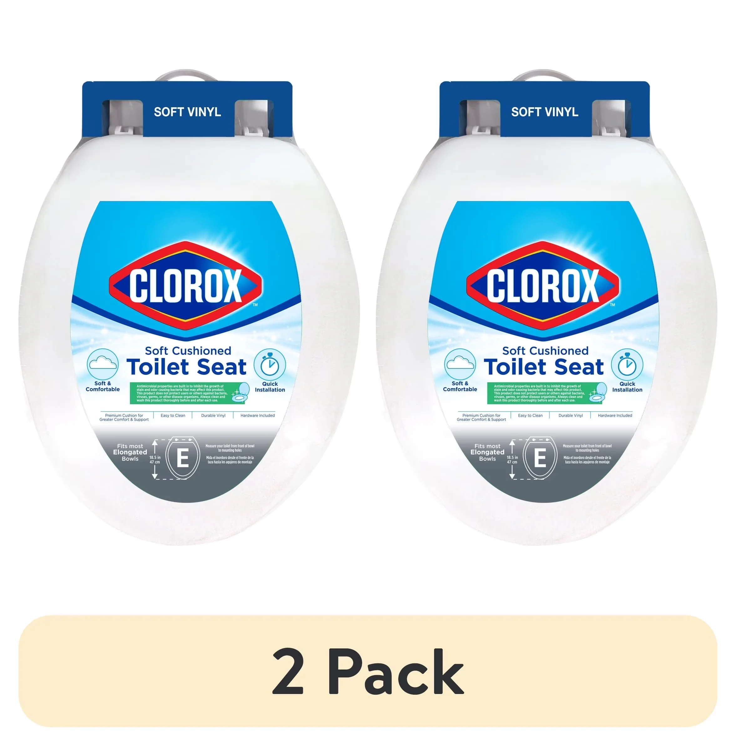 Toilet Seats And Lid Classic with Antimicrobial - Foam White 2 pack - Contemporary Style Model 681194