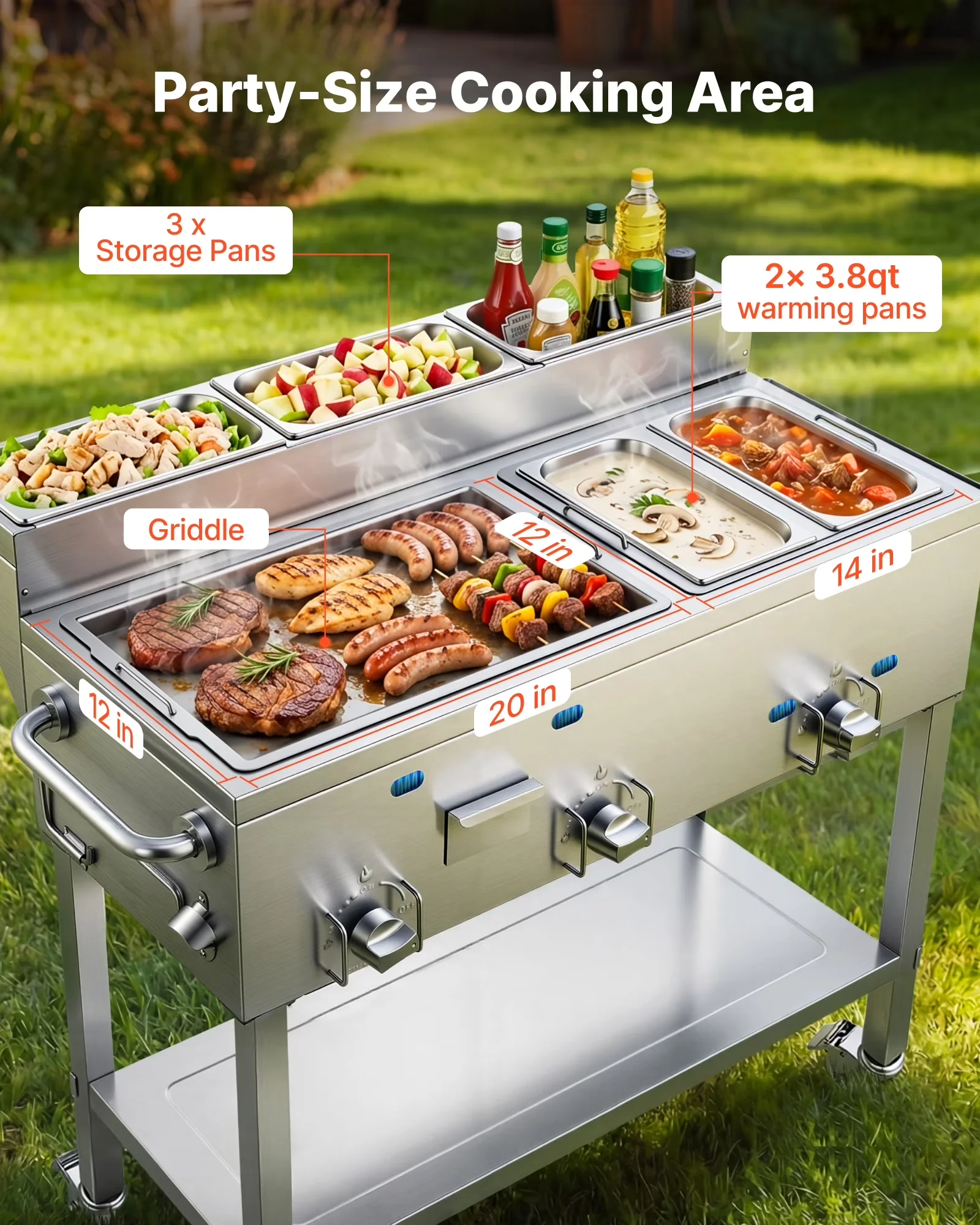 Compact Flat Top Grill with 11600 BTU, Commercial Stainless Steel Griddle - Model DBAC3B