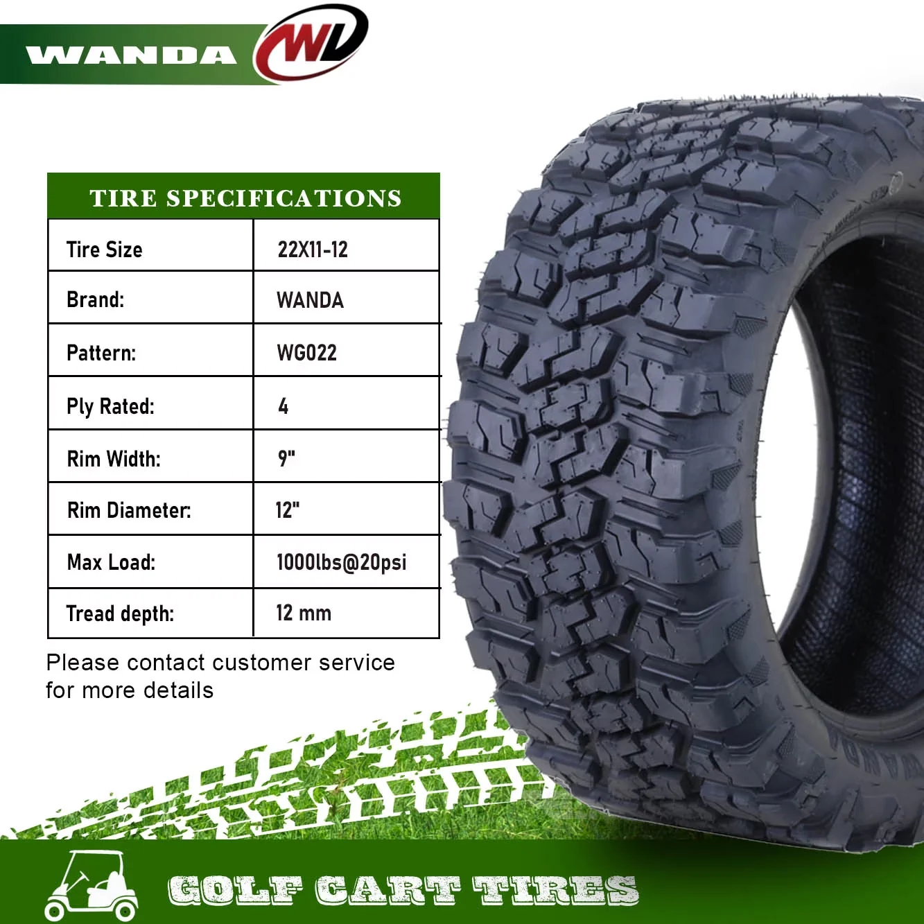 Lawn Mower Tire Durable with Heavy-Duty - 22x11-12 - Reliable Performance Model 9F072D
