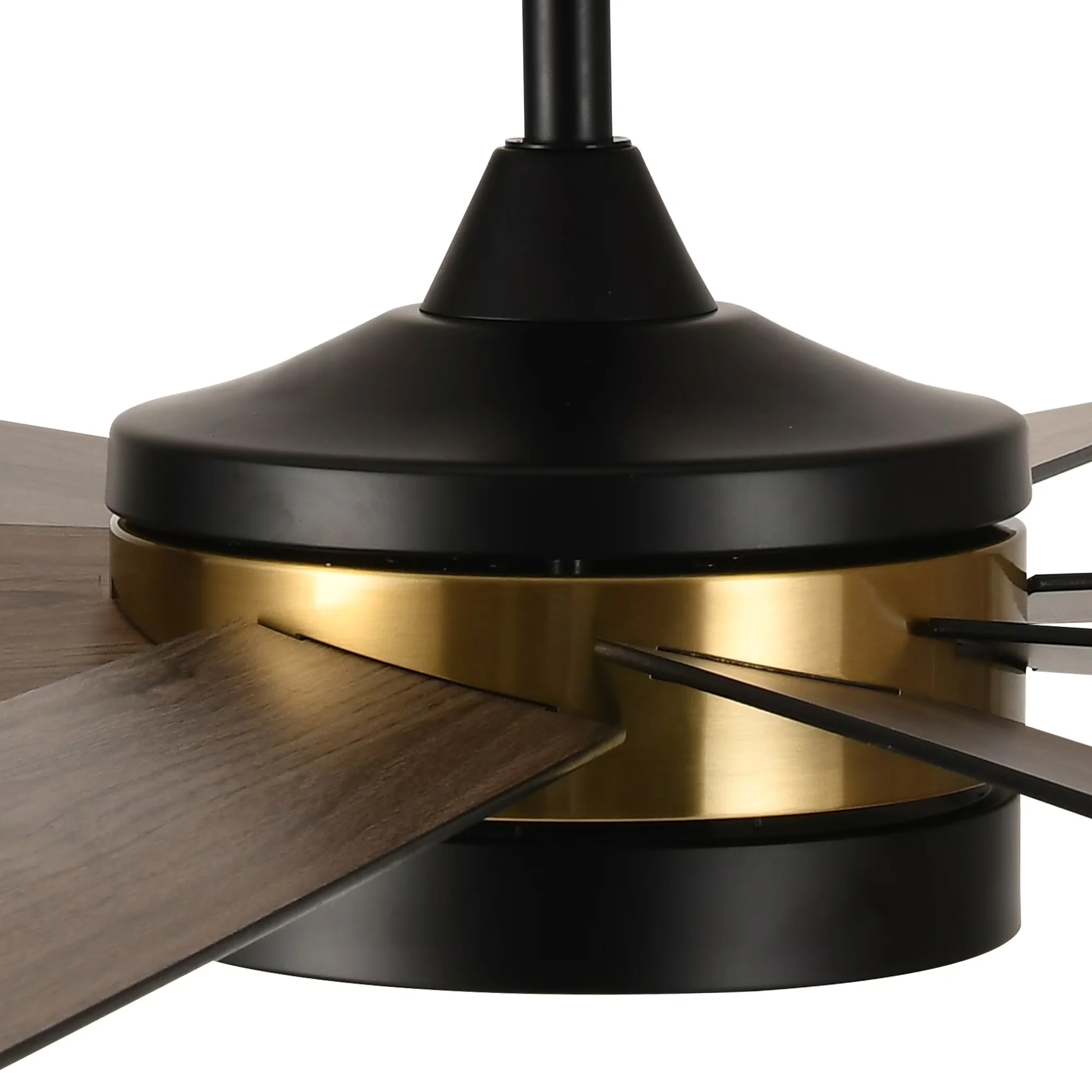 Modern Ceiling Fan with LED, Remote Controlled - Acrylonitrile Butadiene Styrene Black for Bedroom Model 29F72B
