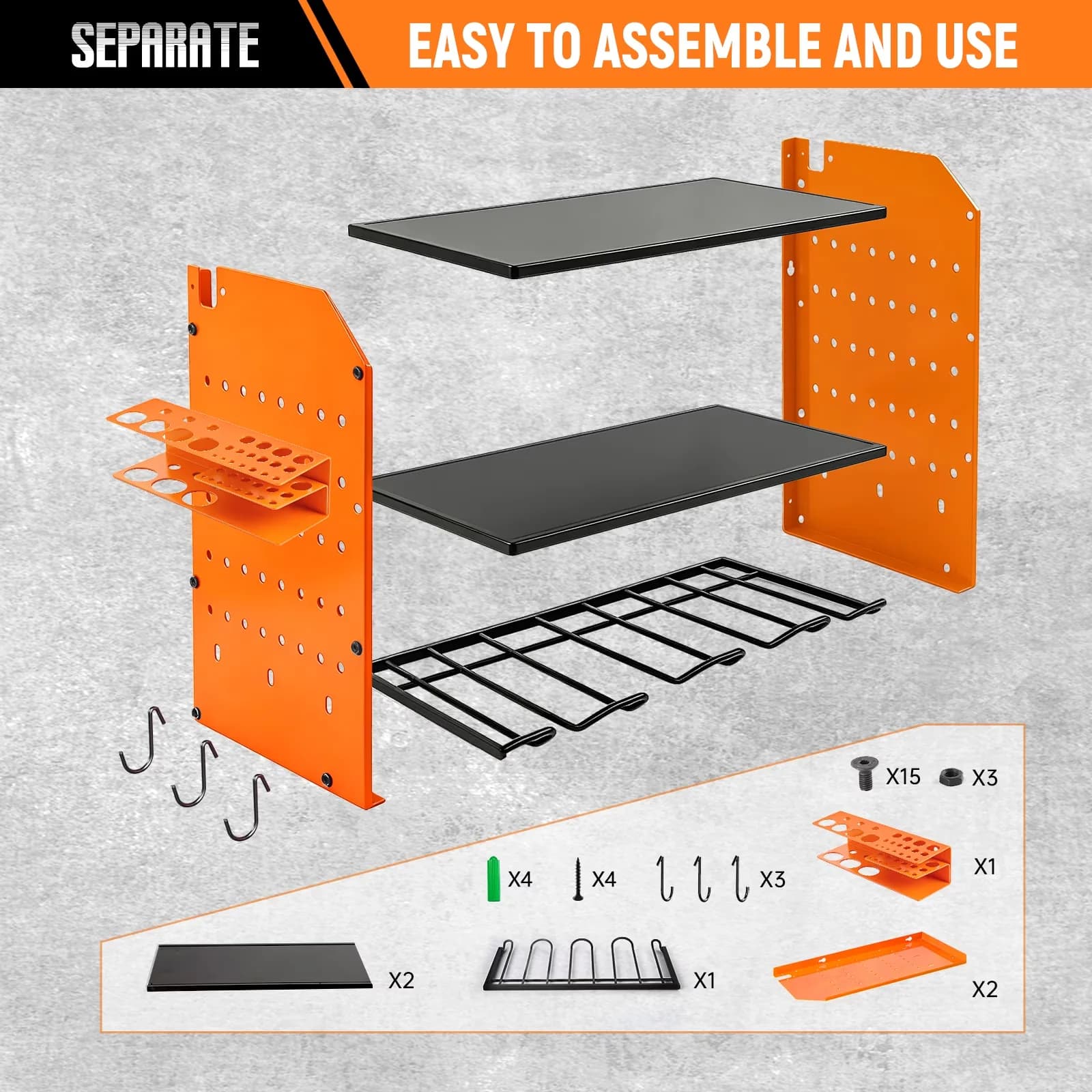 Classic Toolstorage with Storage, 4-Layer Drill Storage Shelf - Orange Metal Model 6FCF0B