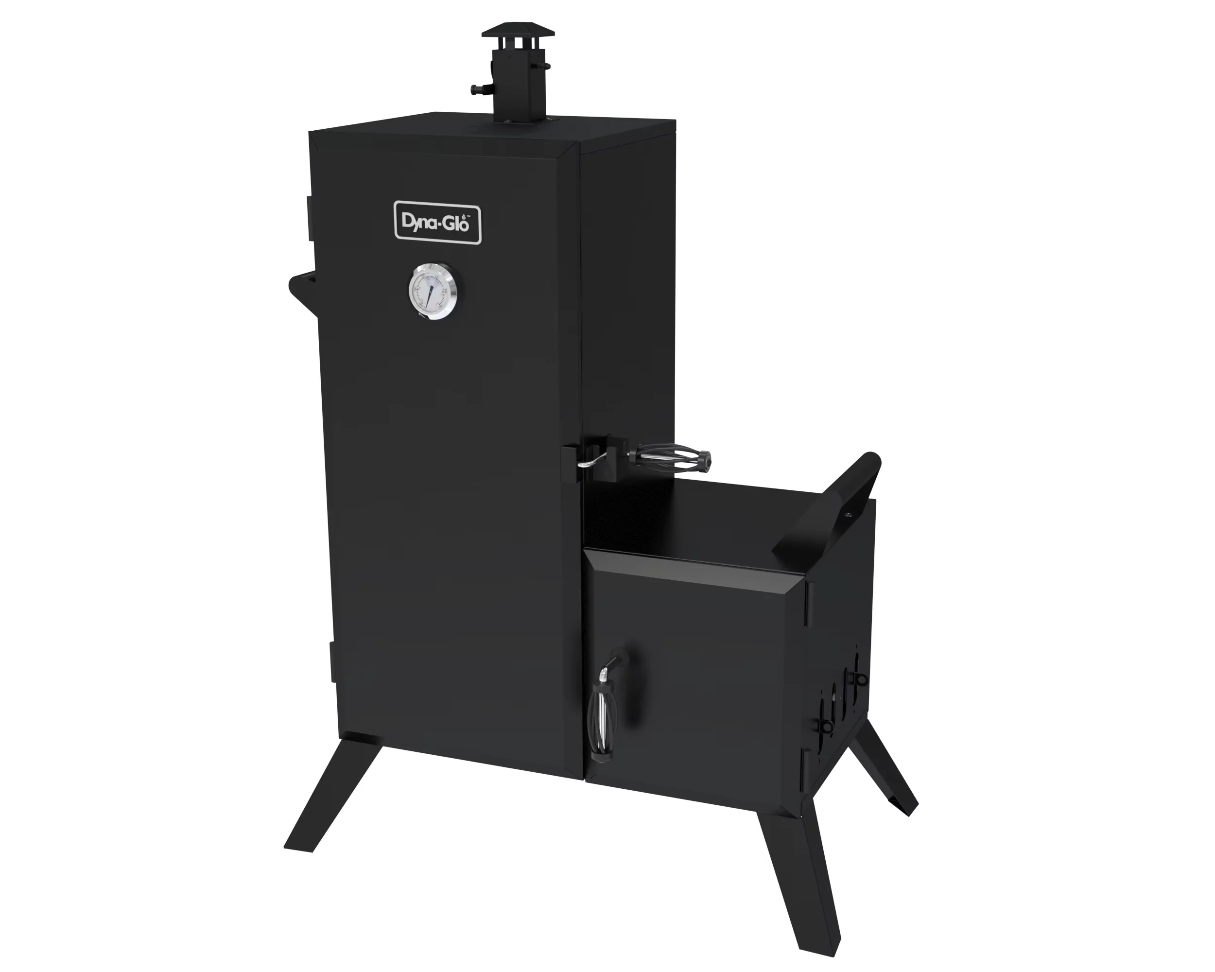 Smoker Versatile with Portable, Vertical Offset Charcoal - Cast Iron, Steel, Porcelain Enamel White Model C4F6D2