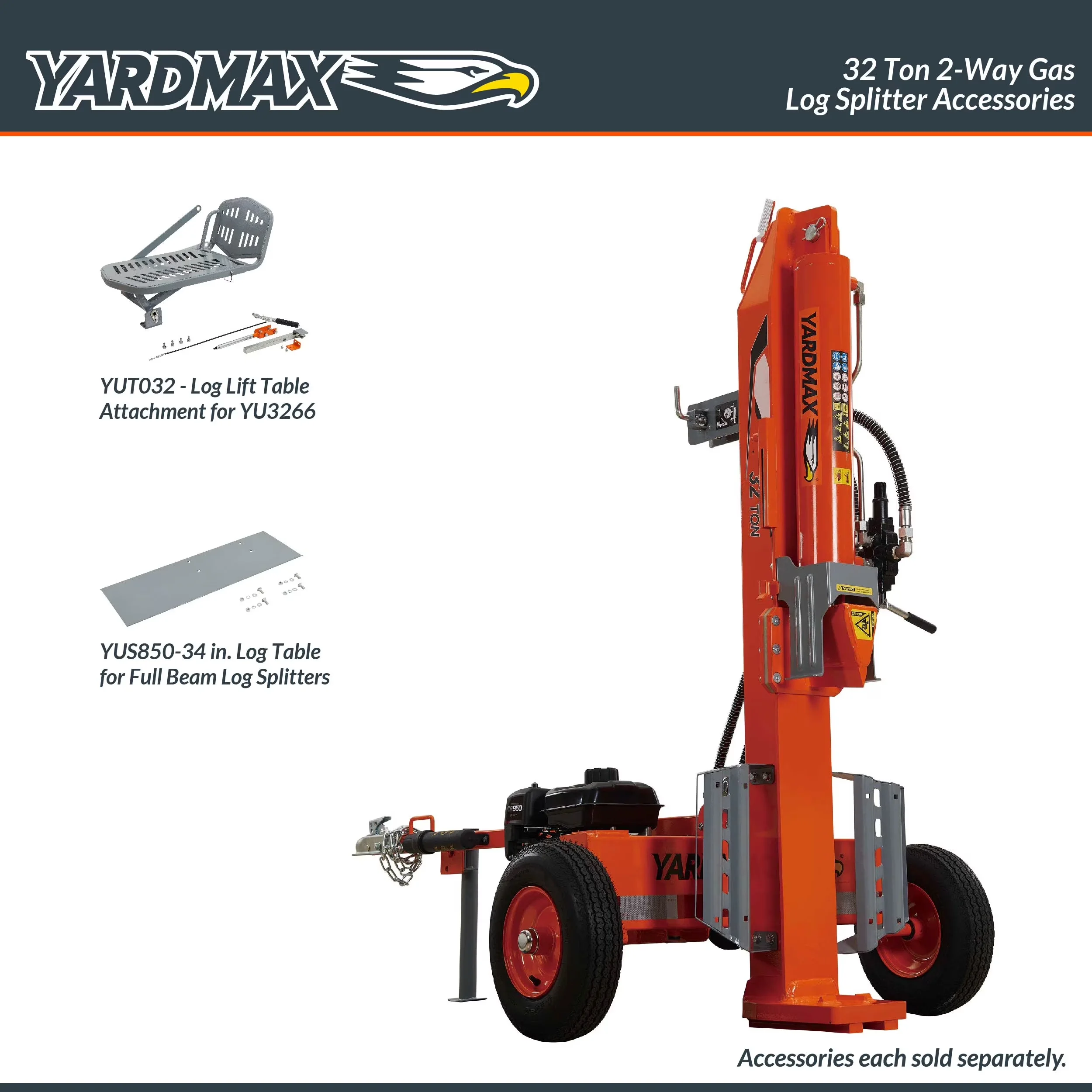 Innovative Logsplitter with Wheeled - Orange CR950 - Rustic Charm Model DA6AC1