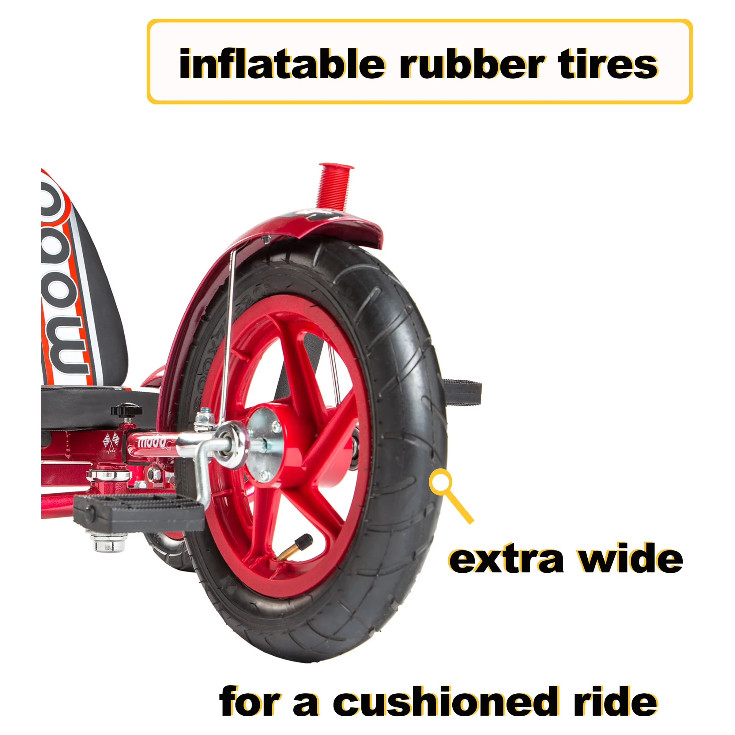Kids Bike Premium with Adjustable Seat, Toddler Big Wheel Ride On Trike - Red Model F55AC0