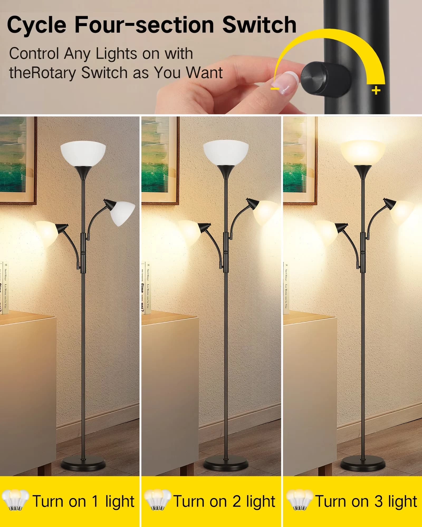Quality Floor Lamp with LED, Modern, Torchiere - Plastic Black for Daily Use Model FCC7A6