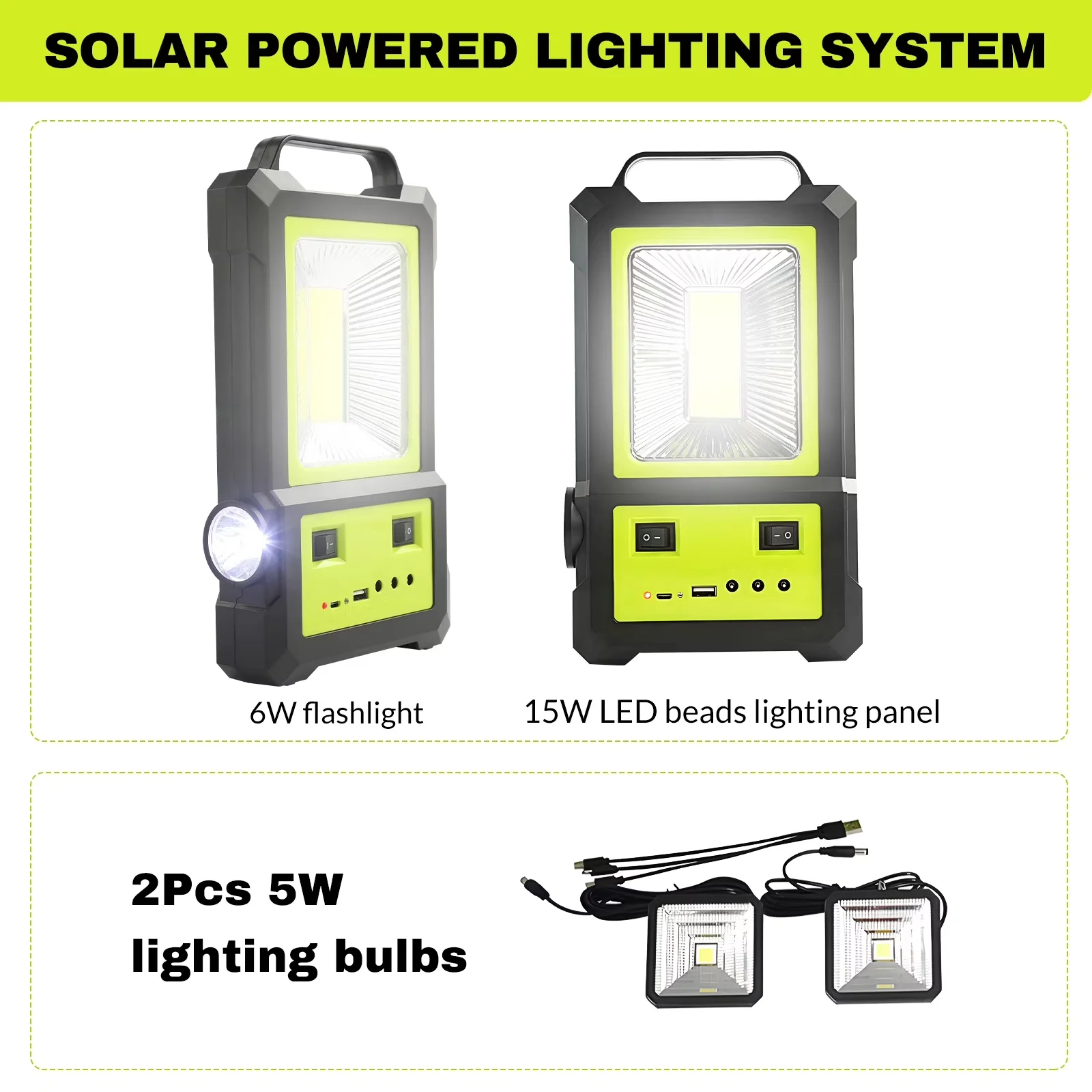 Modern Generator with Usb Port, Bulb, Portable - Green for Camping, Outdoor Model BF8E60