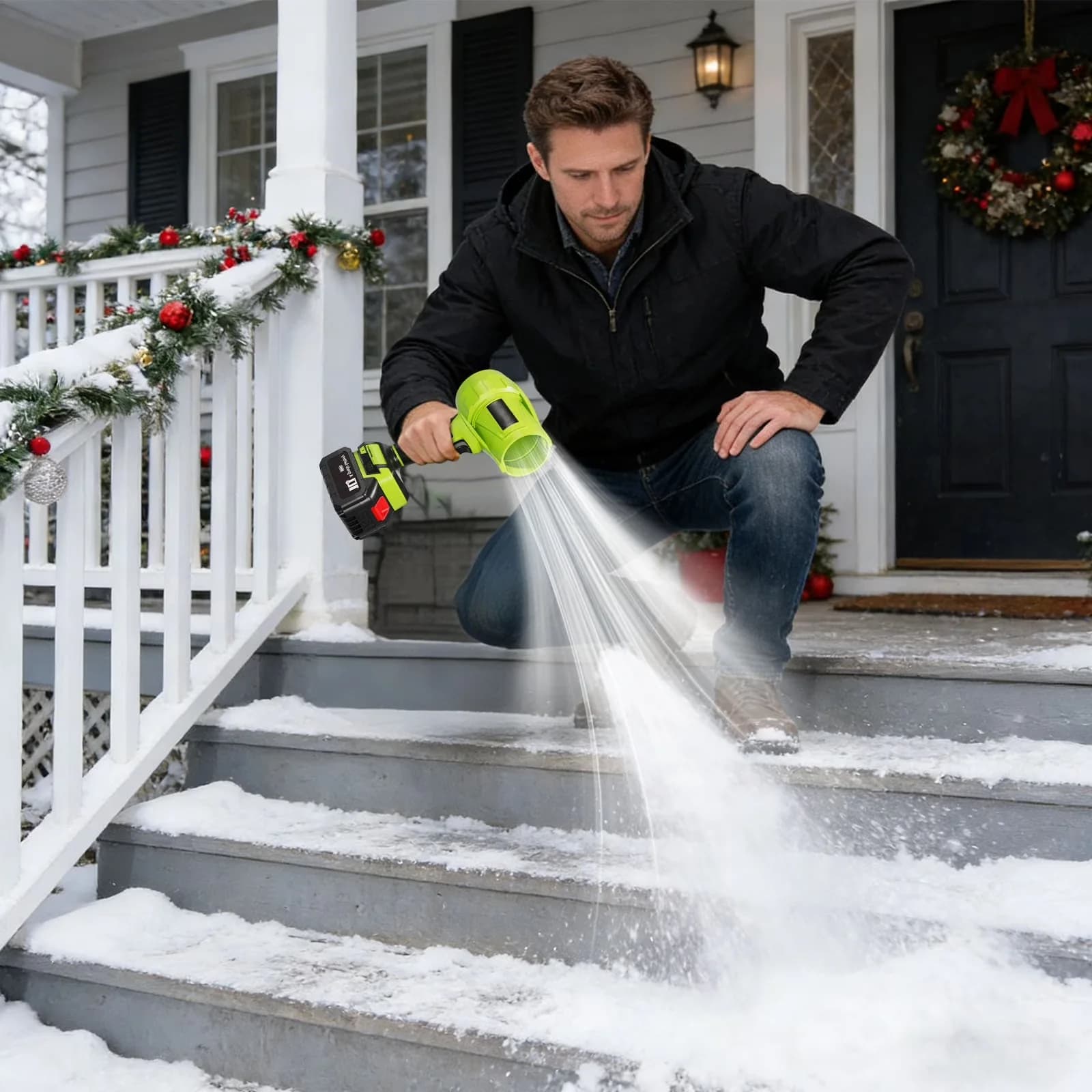Durable Leaf Blower with Battery, Case, Handheld Cordless & Snow for Car, Garage - Model 76858F