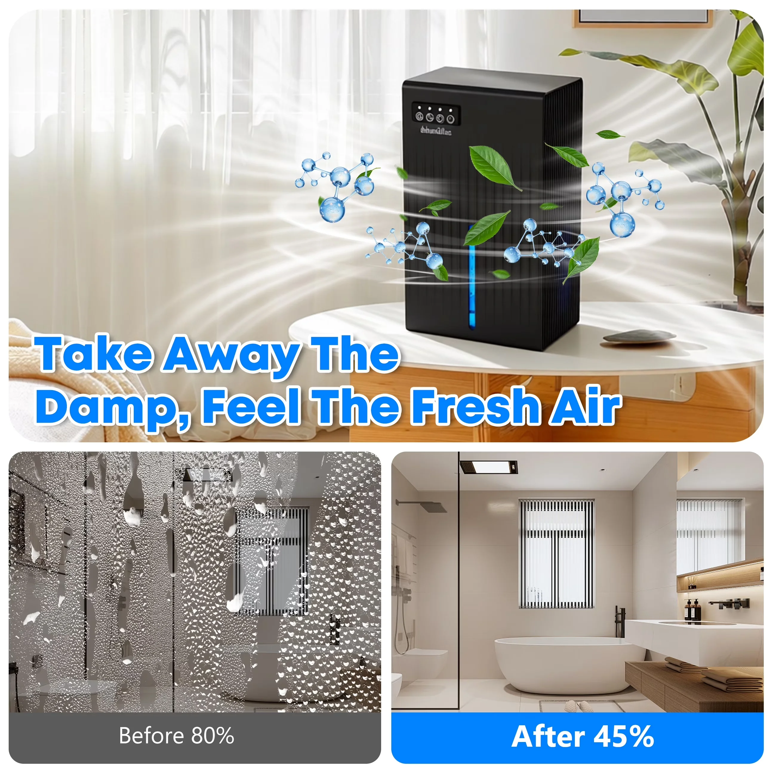 Premium Dehumidifier with LED, Bucket Full Indicator, Home Quiet - Black Model 6FB5F3
