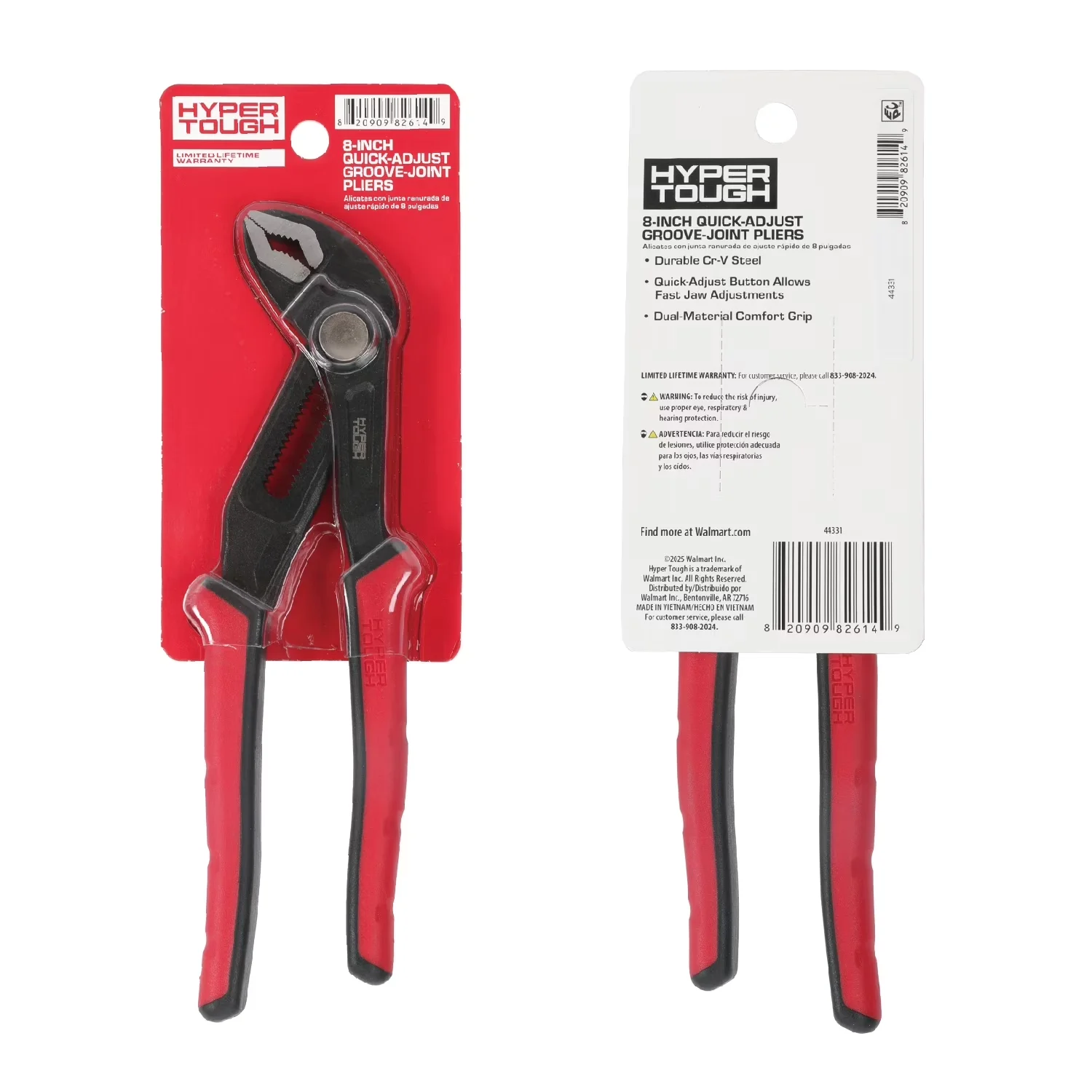 Hand Tool Compact with Comfort Grip, Adjustable, 8-inch Quick Adjust Groove Joint Pliers - 8" Model 18C08F