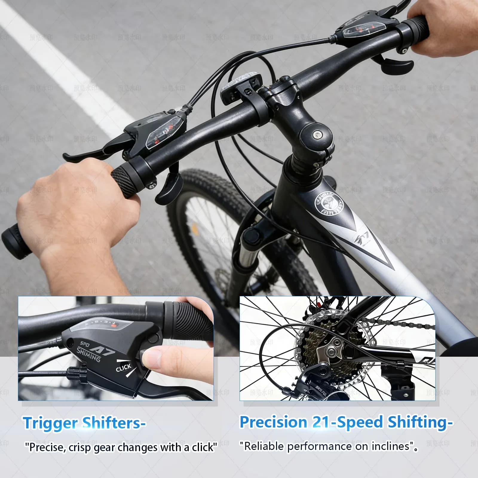 Sleek Mountain Bike with Adjustable Speed, Lightweight, 26" - Black - Heavy Duty Model 64F027