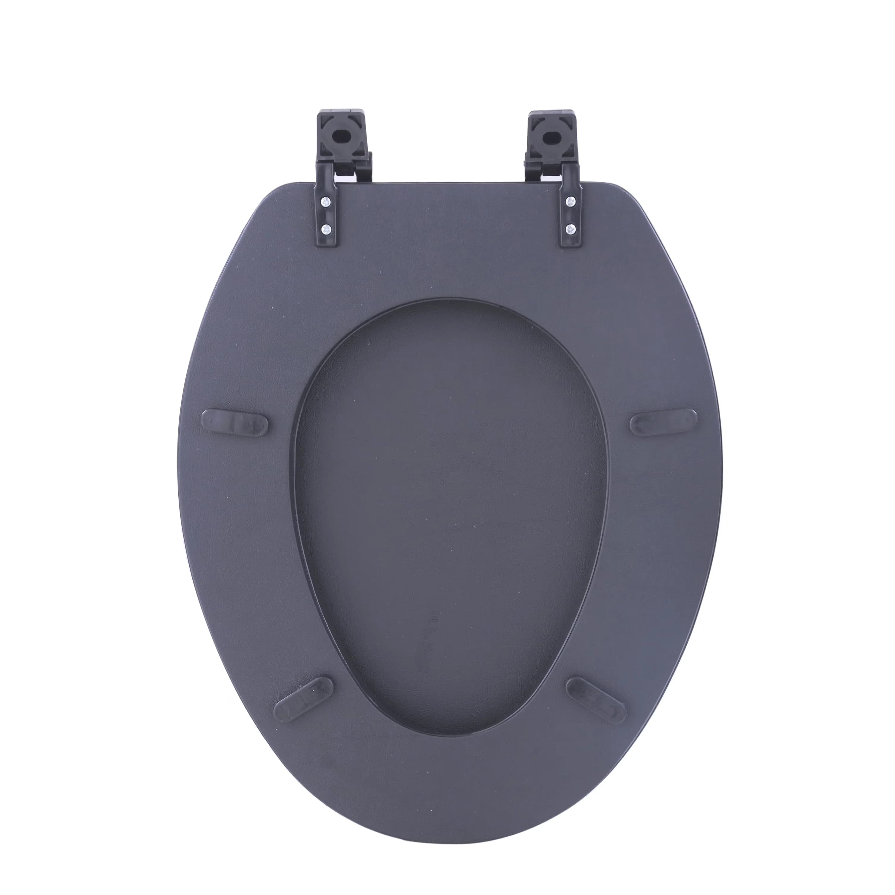 Premium Toilet Seats And Lid with Adjustable, Easy To Install, Elongated Black Vinyl Soft Padded Seat - Vinyl Black Model 6B7511