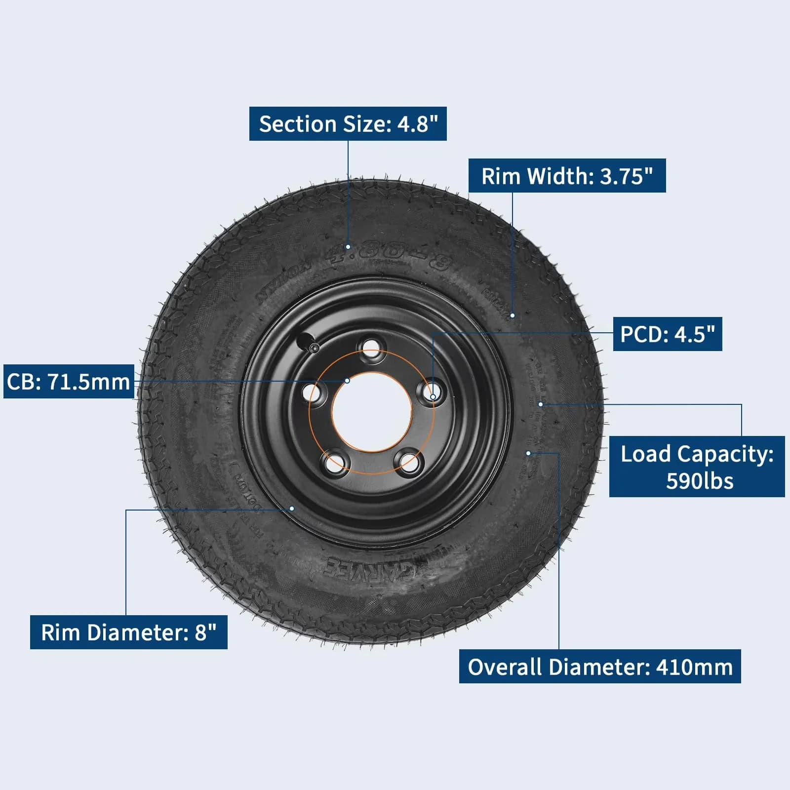 Professional Lawn Mower Tire with Puncture Resistant - 80-8 - Space-Saving Design Model B52791